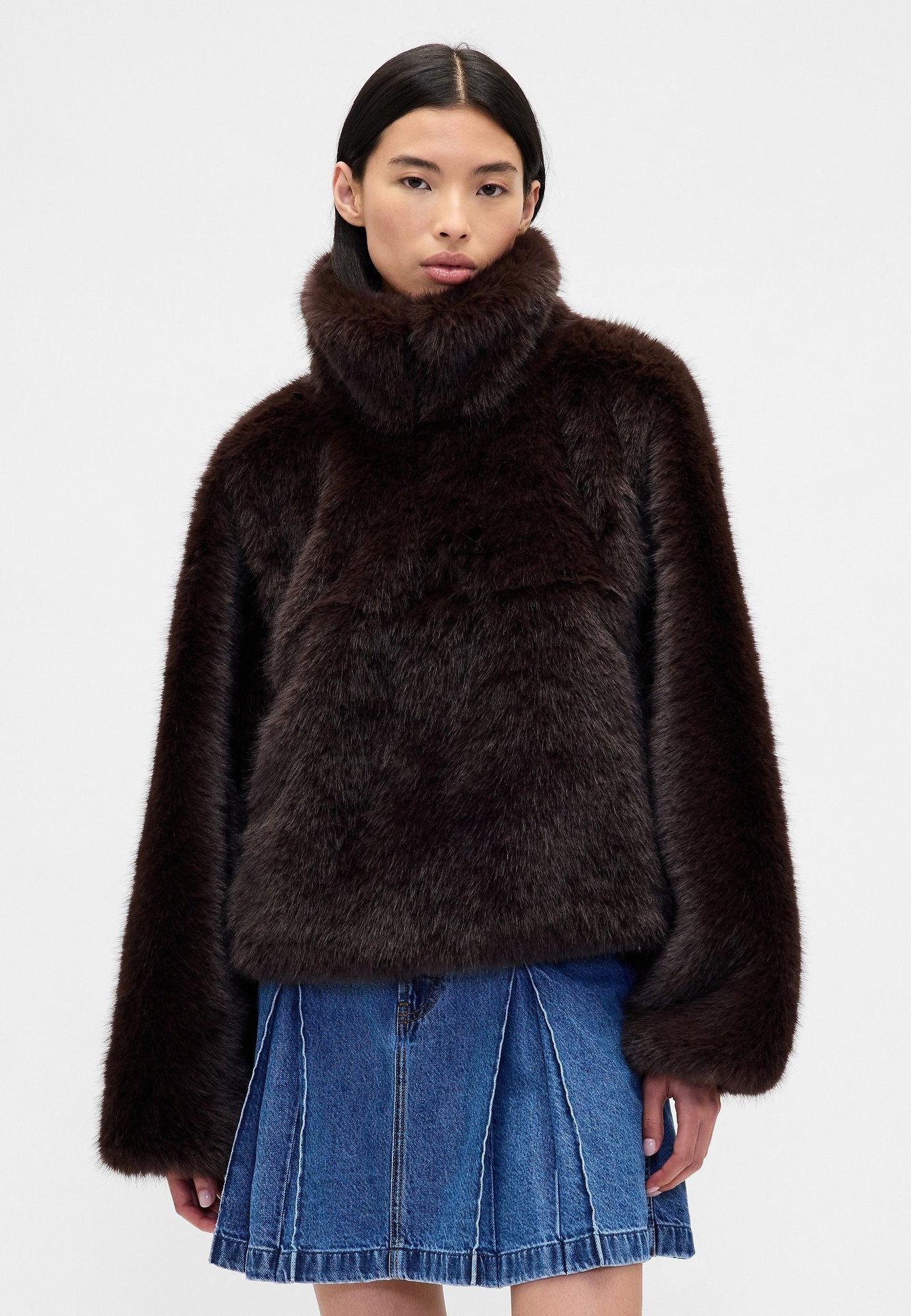GAP SANDY LIANG VEGAN FUR HALF-ZIP PULLOVER - Fleece jumper - terra brown