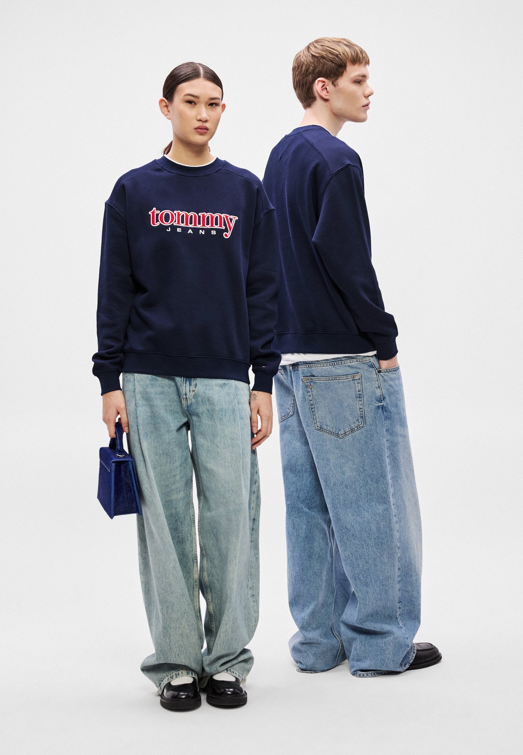 90S LOGO APPLIQUÉ FLEECE SWEATSHIRT - سترة - أزرق داكن ليلي
