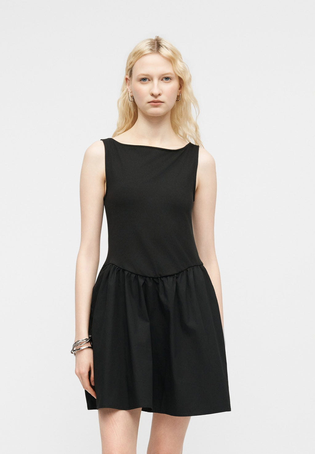 MIXED MEDIA DRESS - Jersey dress - true black