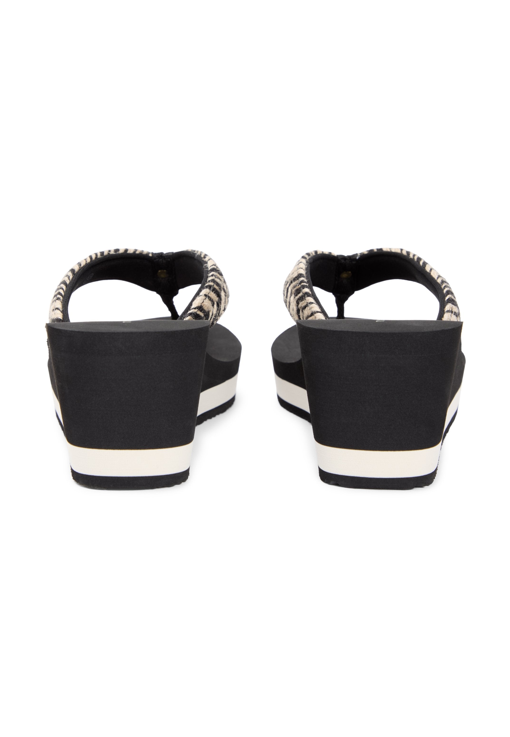 ROPE STRAP WEDGE FLIP-FLOPS - High heeled sandals - black