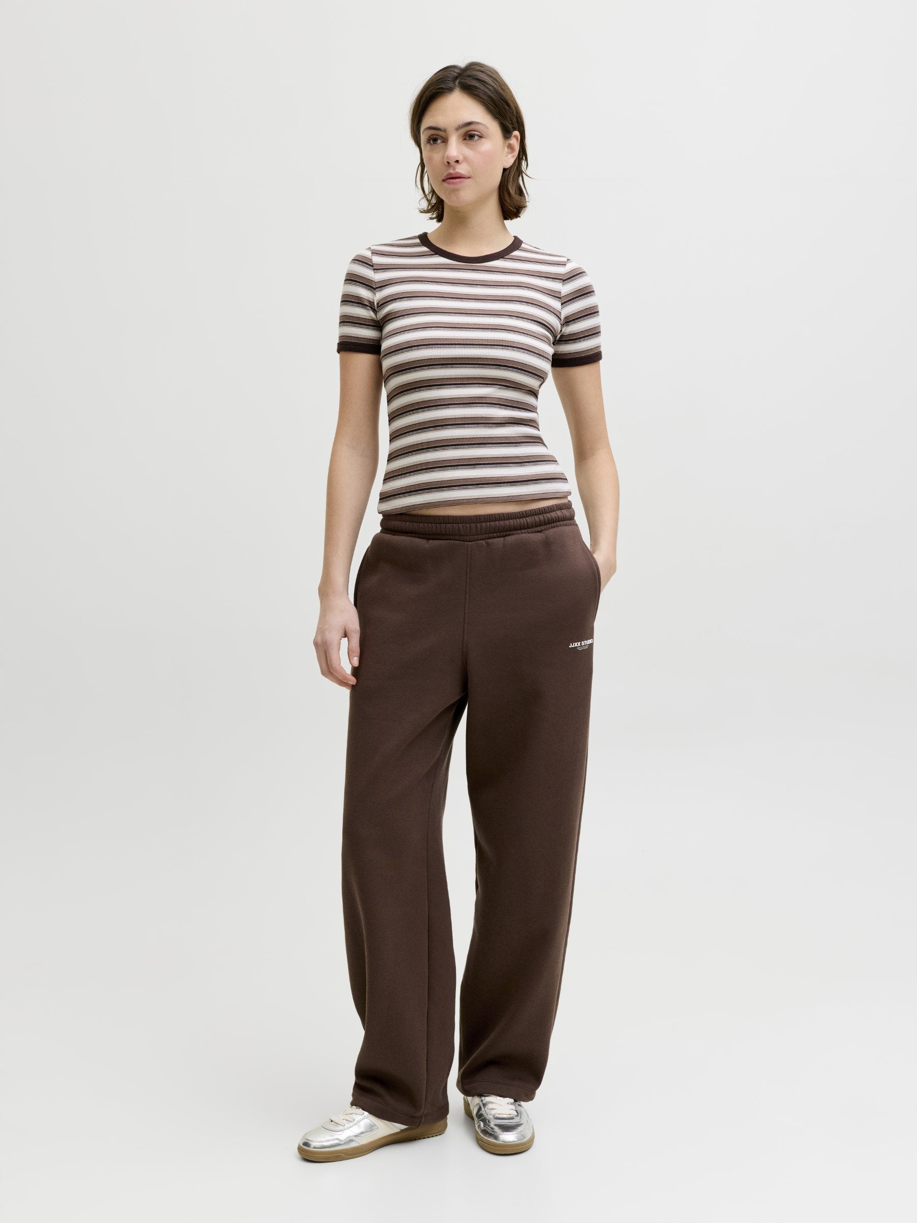 JXFRANKIE - Print T-shirt - vanilla ice/seal brown/brown lentil