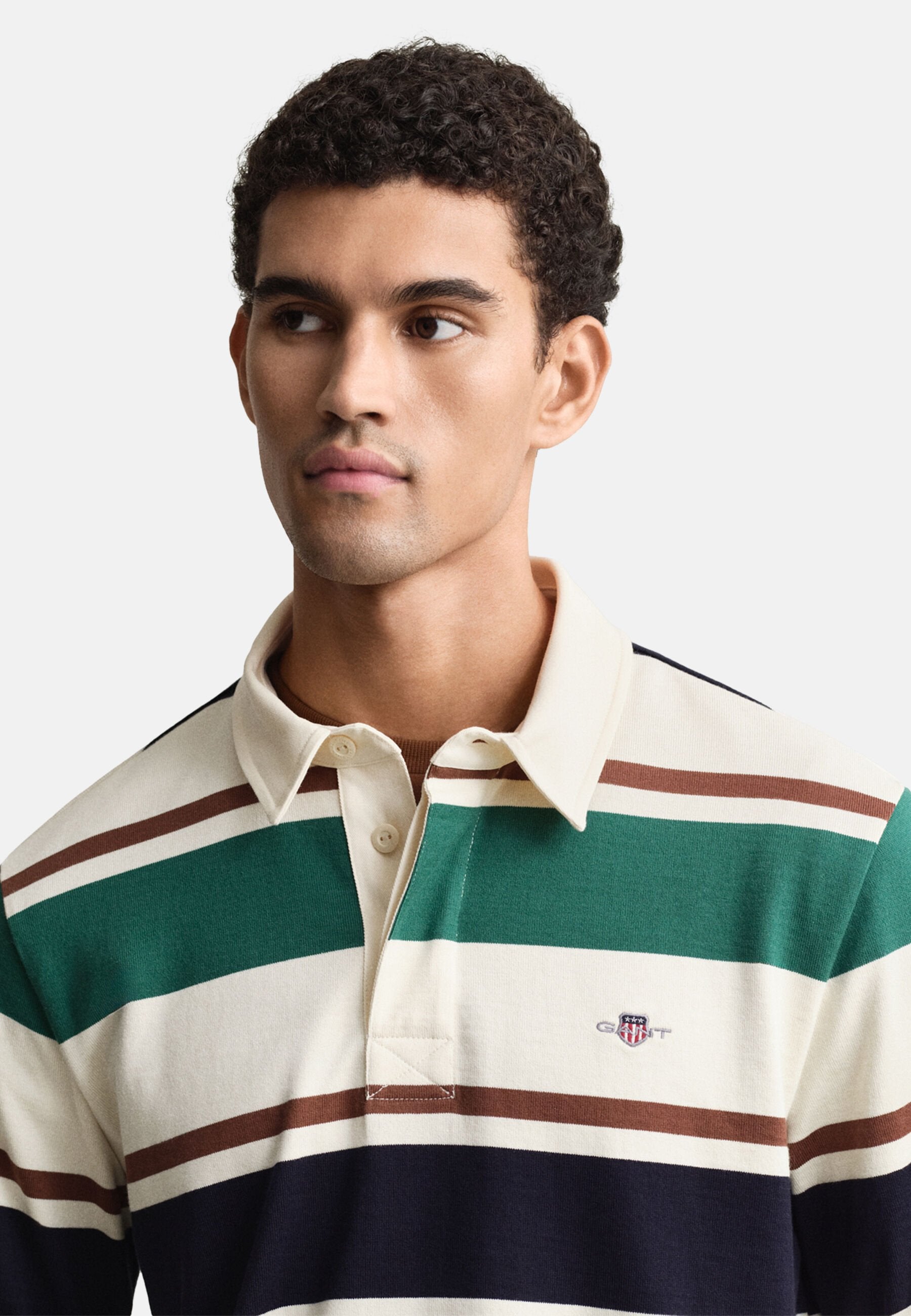 STRIPED HEAVY RUGGER - Long sleeved top - cream