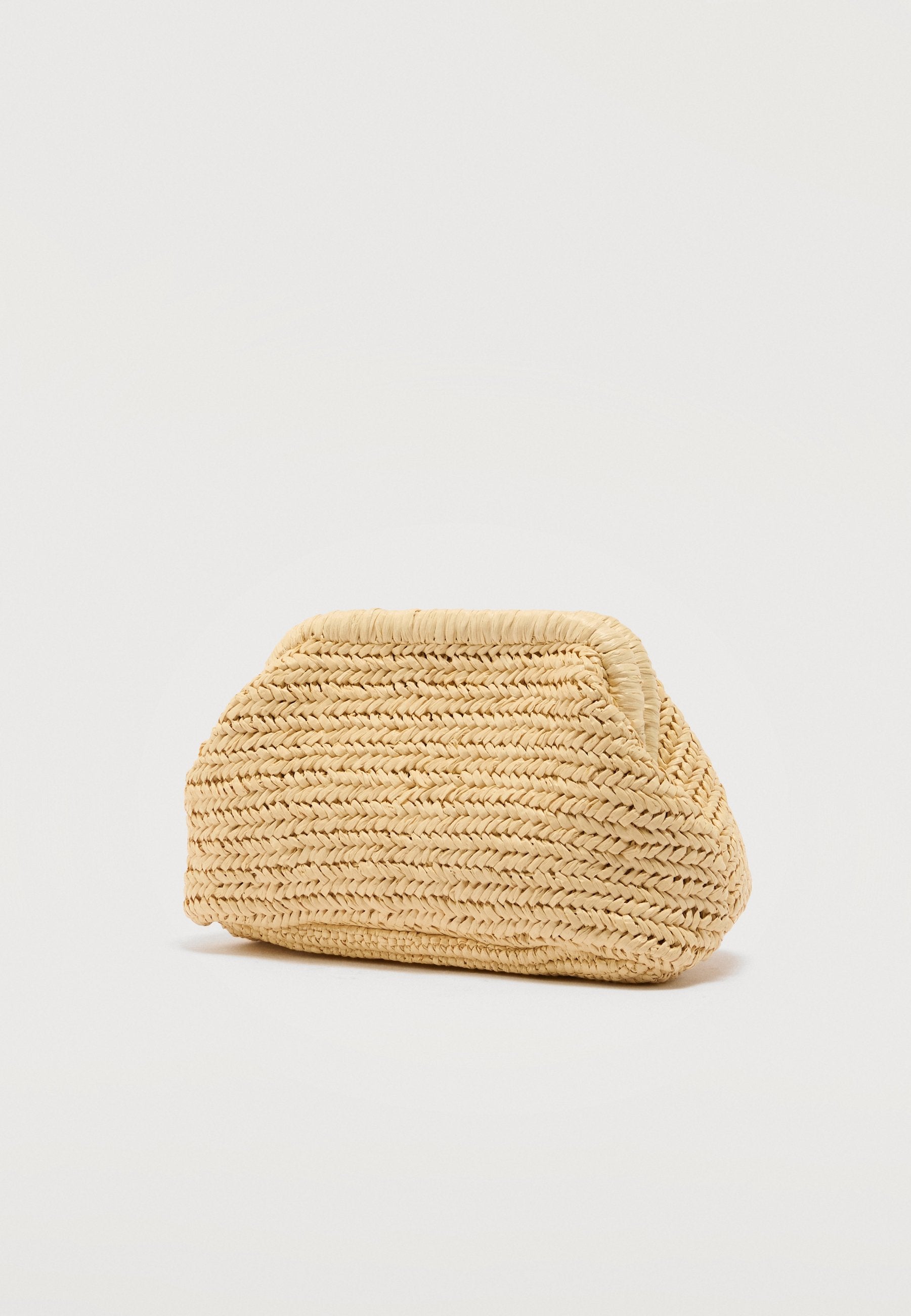 POCHETTE LOGO TEXTURÉE RAFFIA - Pochette - beige