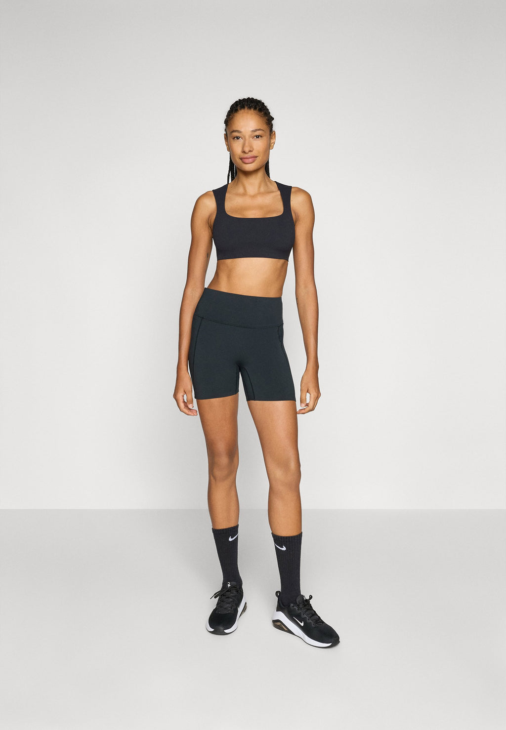 W NK DF UNVRSA HR 5IN SHRT PKT - Leggings - black/anthracite/dark smoke grey