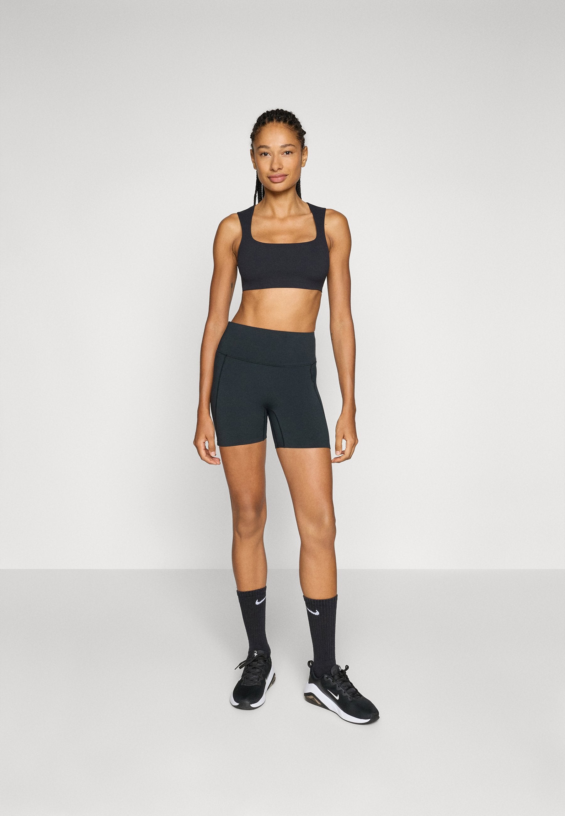 W NK DF UNVRSA HR 5IN SHRT PKT - Leggings - black/anthracite/dark smoke grey