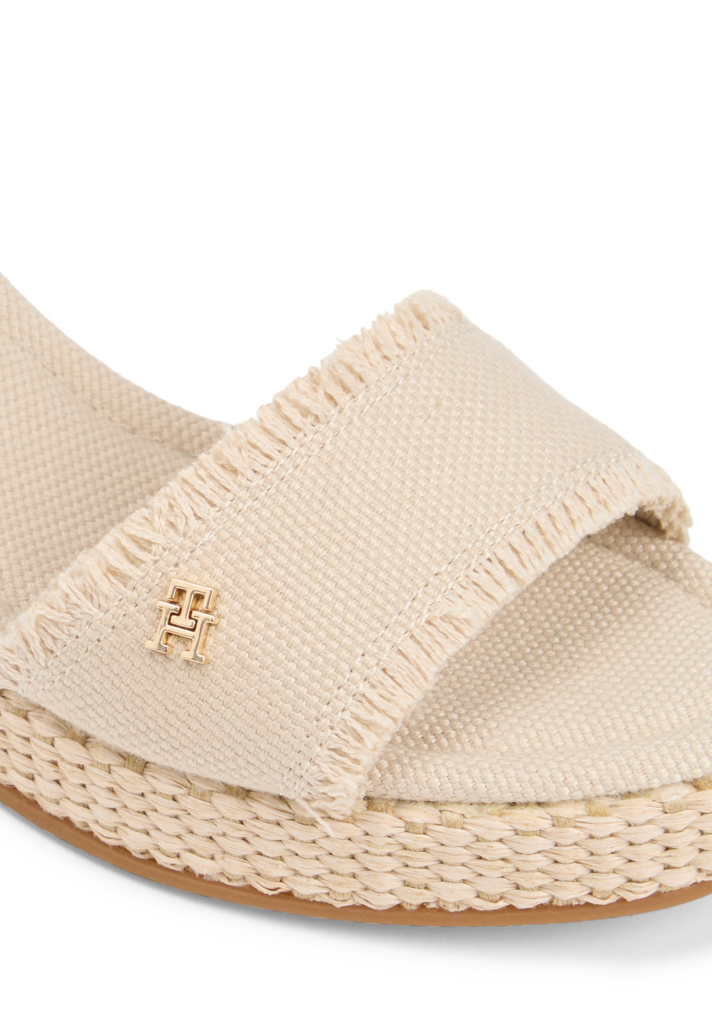 TH MONOGRAM WOVEN WEDGE ESPADRILLES - Platform sandals - classic beige