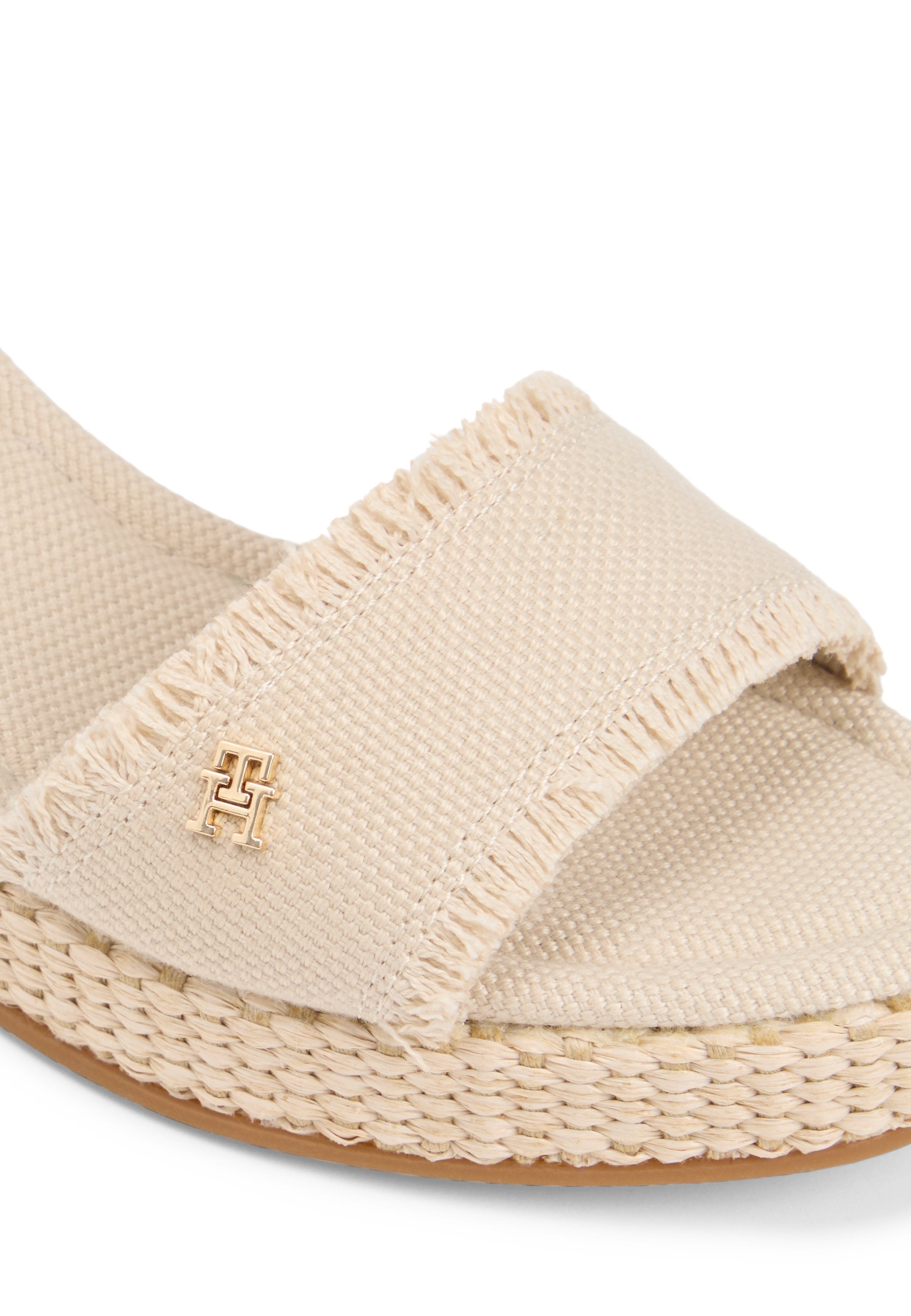 TH MONOGRAM WOVEN WEDGE ESPADRILLES - Platform sandals - classic beige