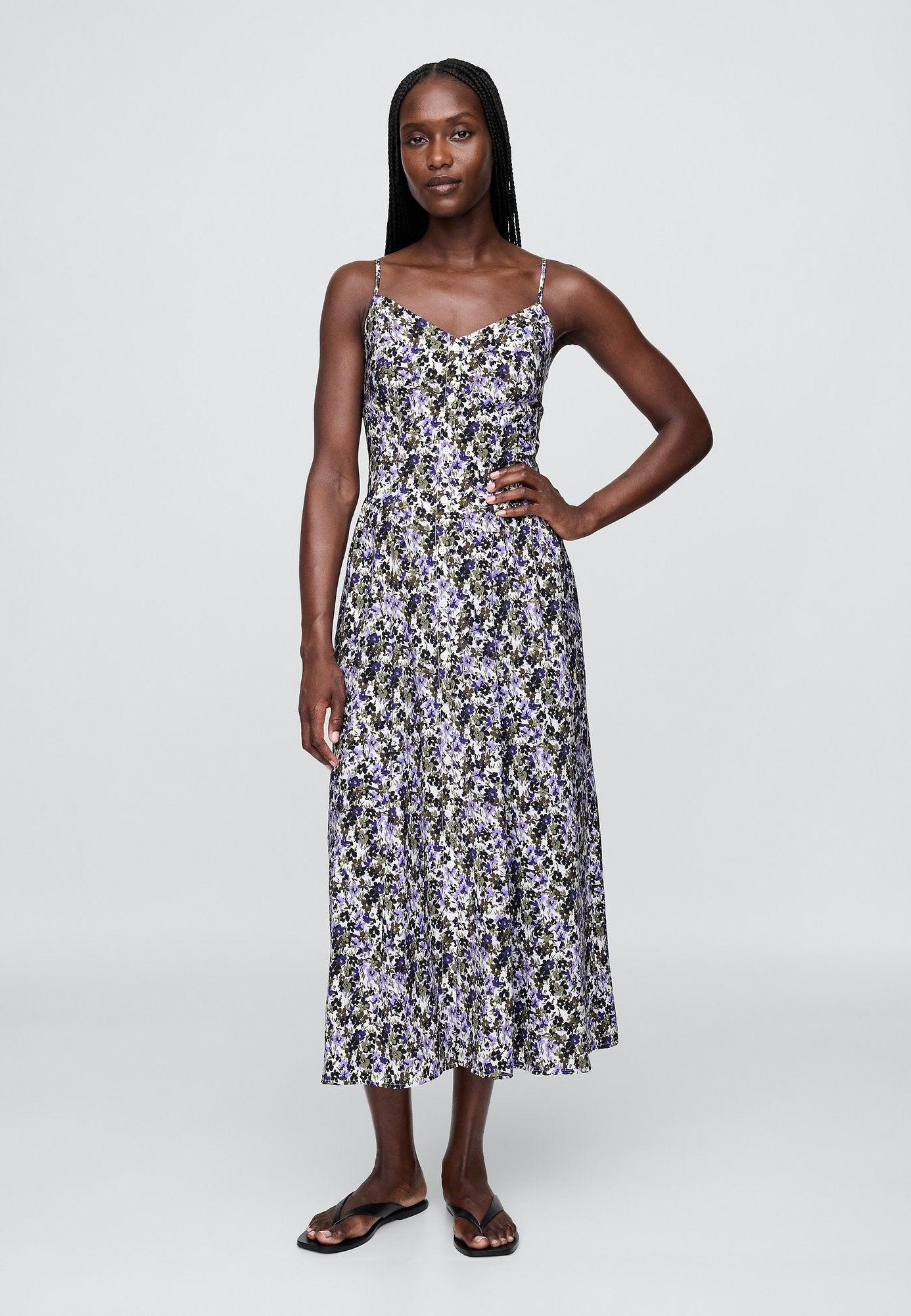 V NECK SHIRRED MAXI - Day dress - purple