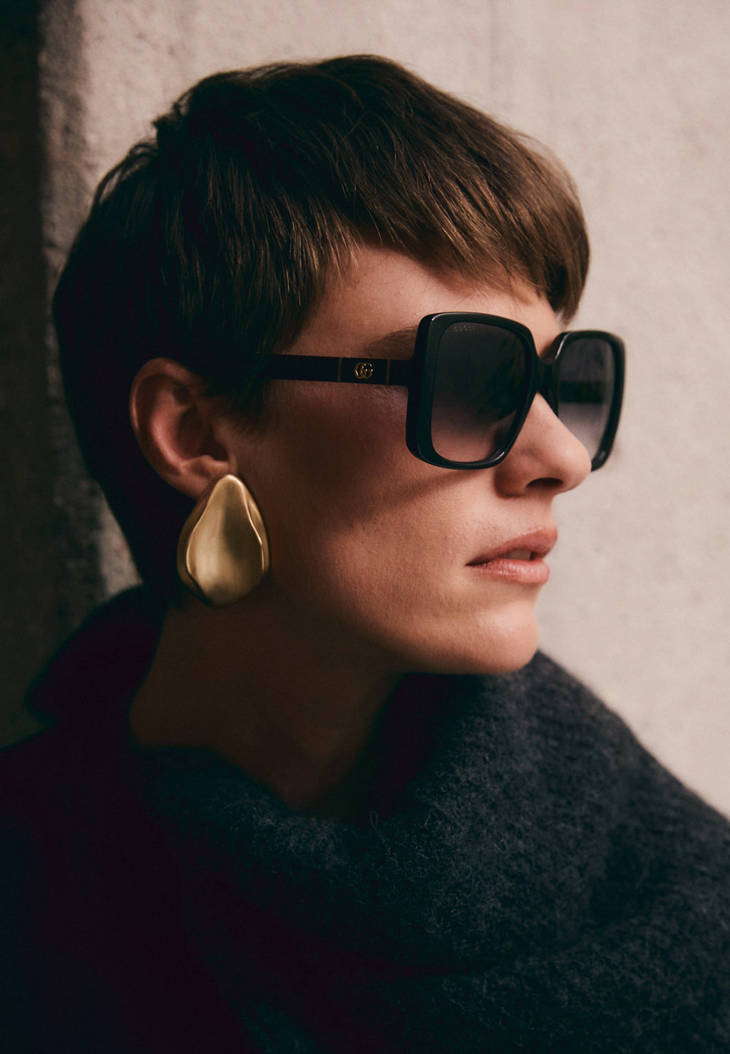 نظارات شمسية GG OVERSIZED SQUARE ACETATE - نظارات شمسية - أسود/رمادي