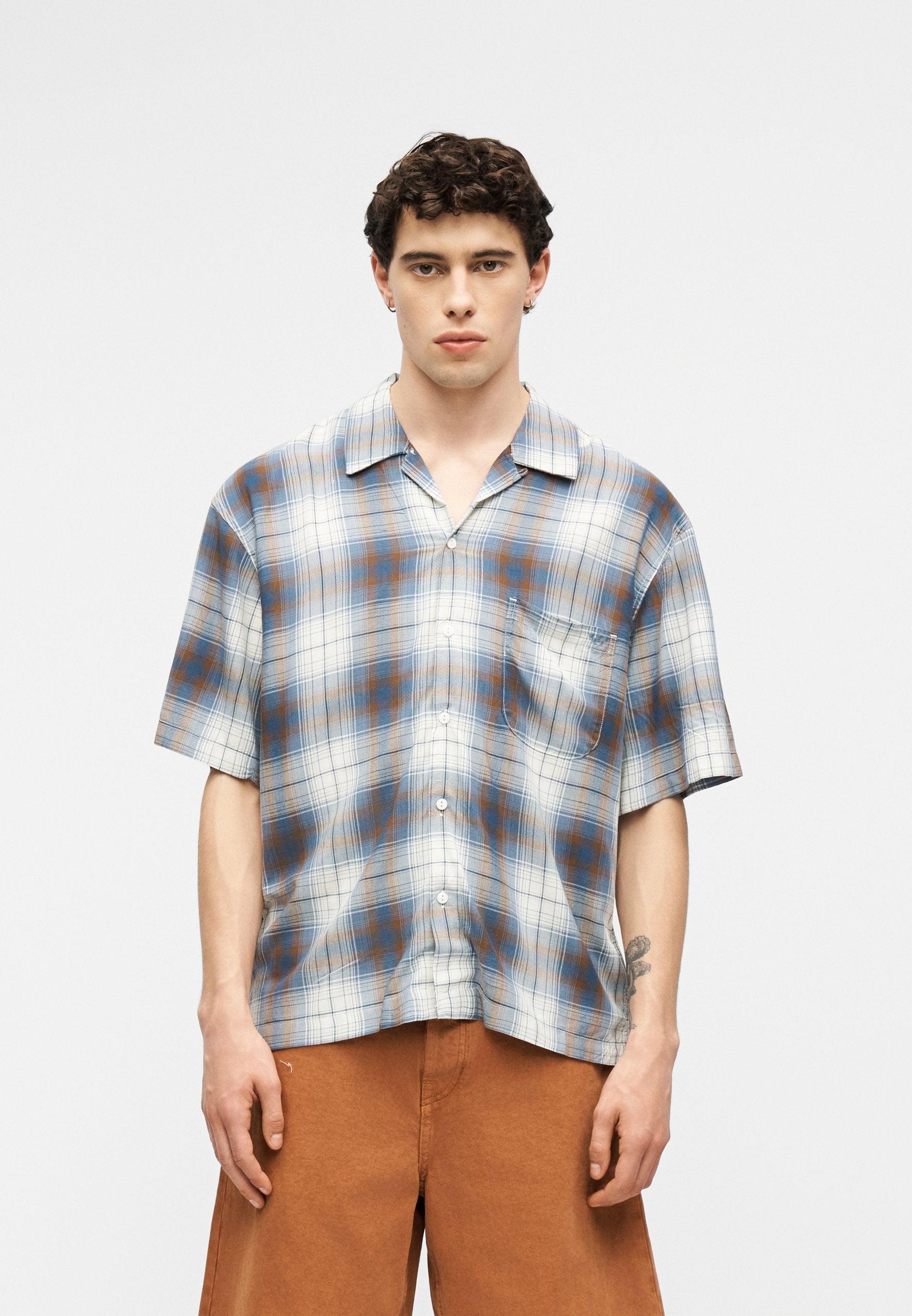 PLAID CAMP - Shirt - glacial slate/egret