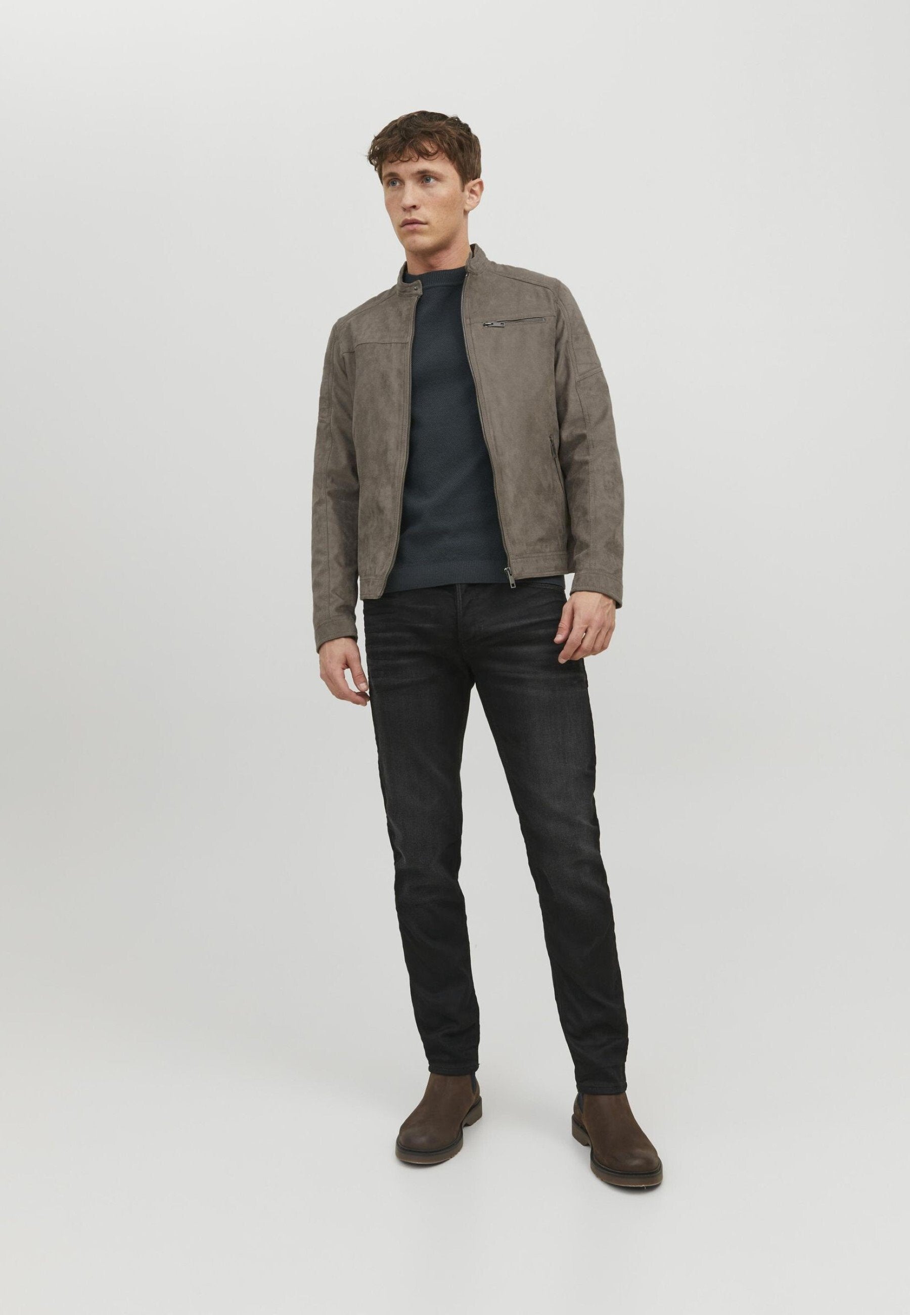 EROCKY BIKER COUPE CLASSIQUE - Blouson en similicuir - marron foncé
