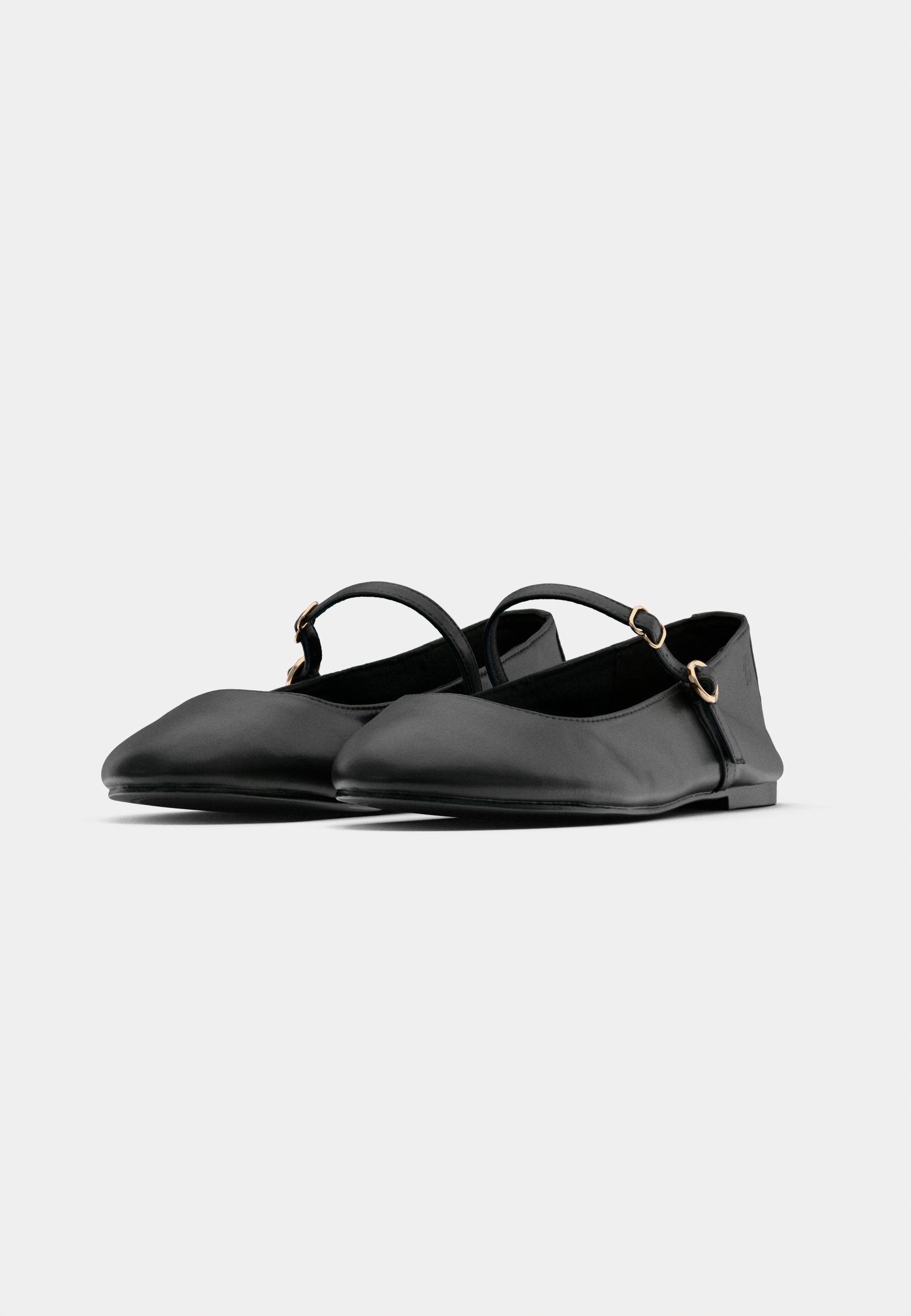 TYLIA - Ankle strap ballet pumps - black