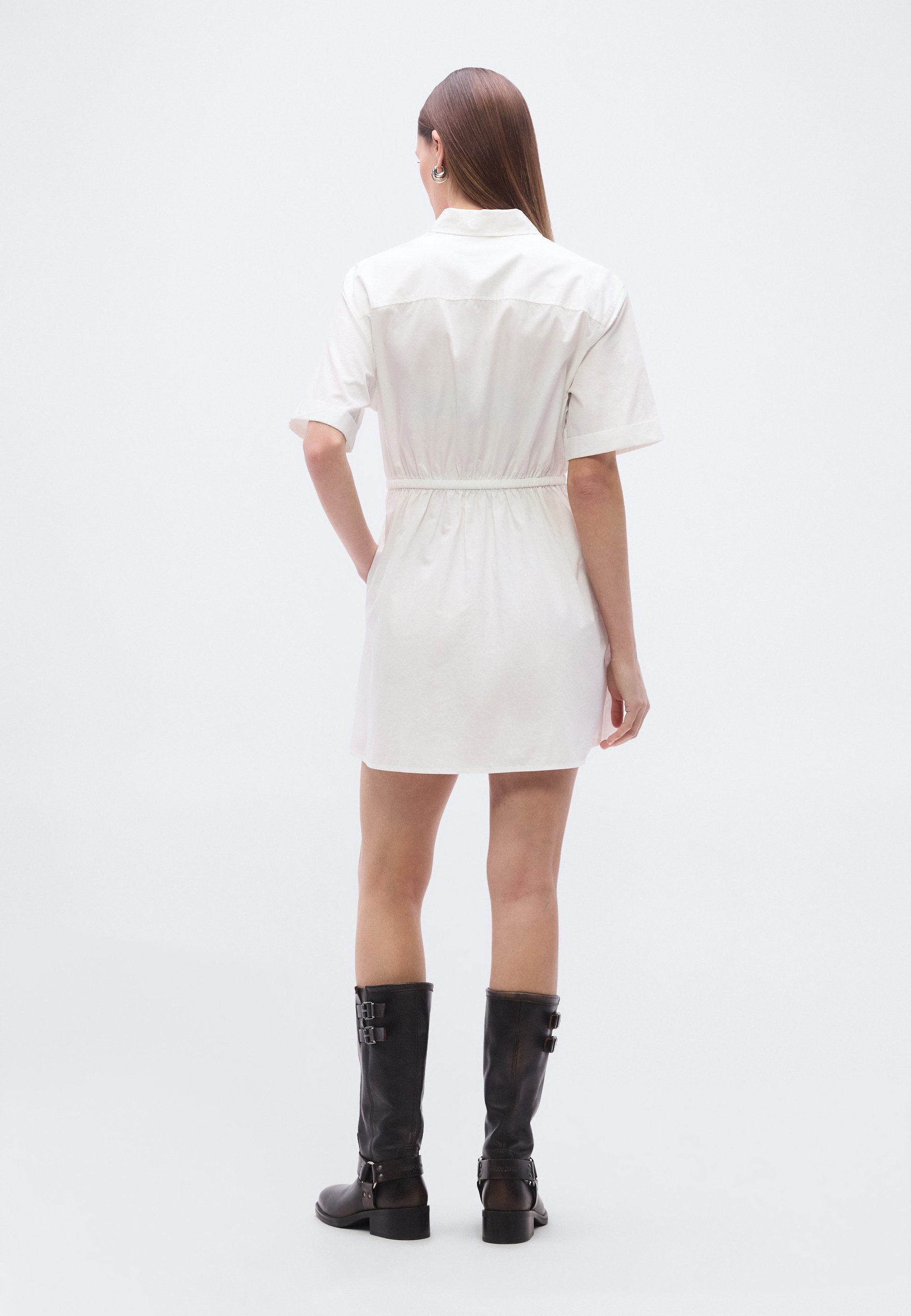 STRIPE SHIRT DRESS - Shirt dress - ecru