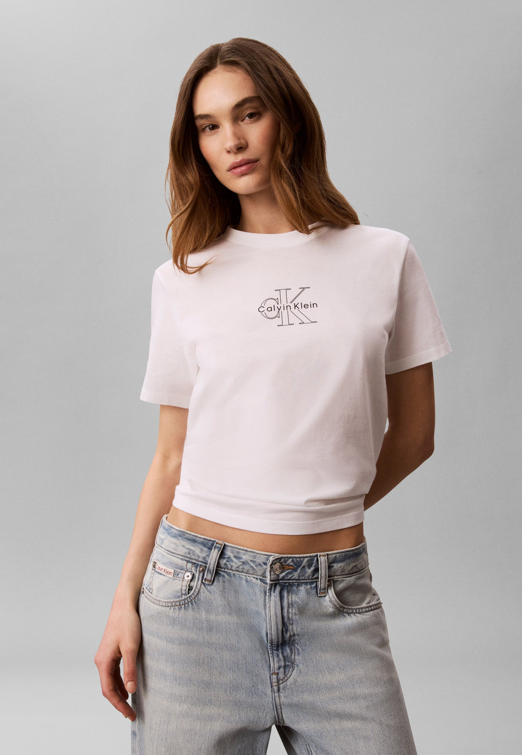 CLASSIC SEASONAL MONOLOGO TEE - Basic T-shirt - bright white