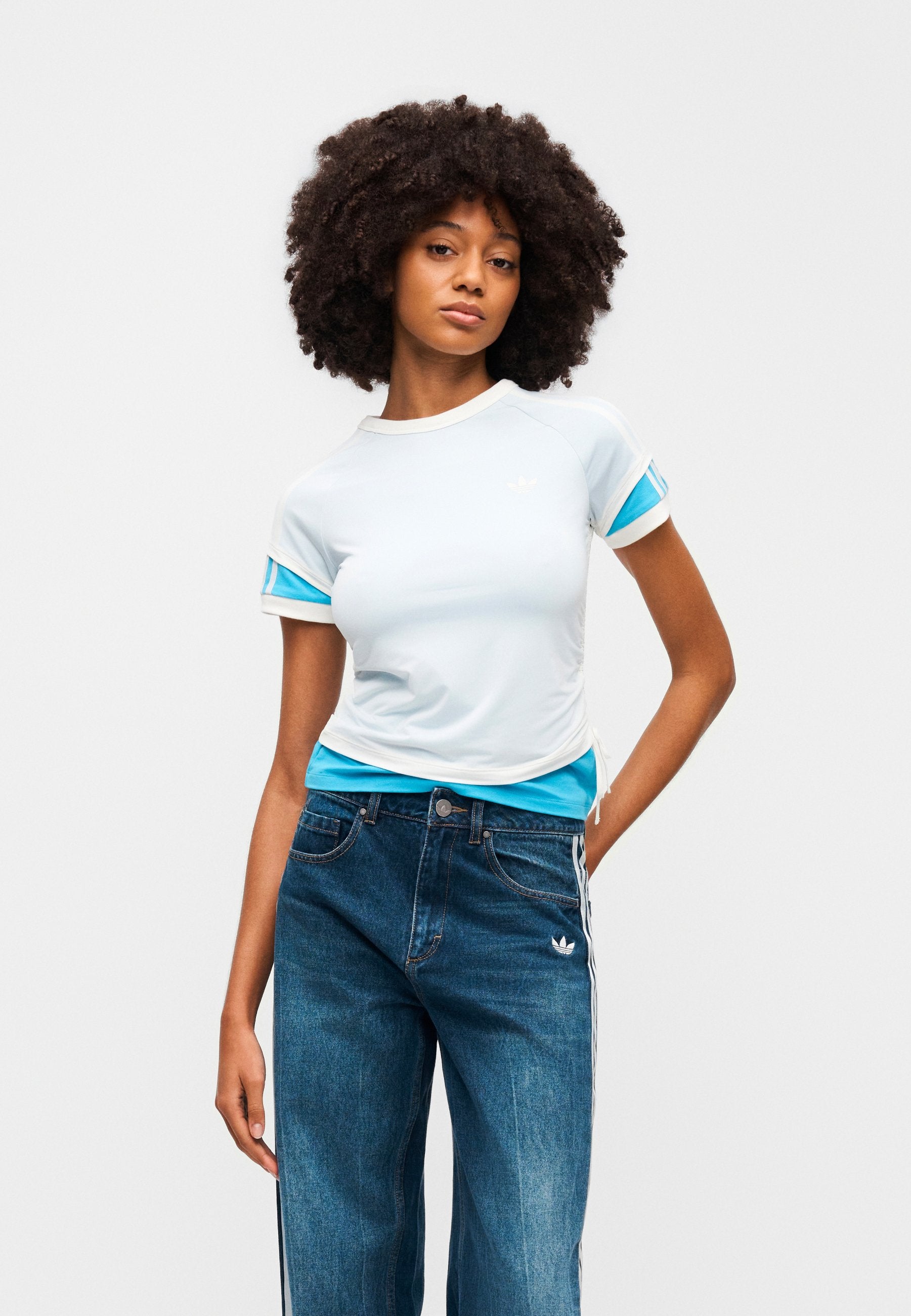 CALITEE SUPERPOSÉ - T-shirt imprimé - blanc cassé/sky rush