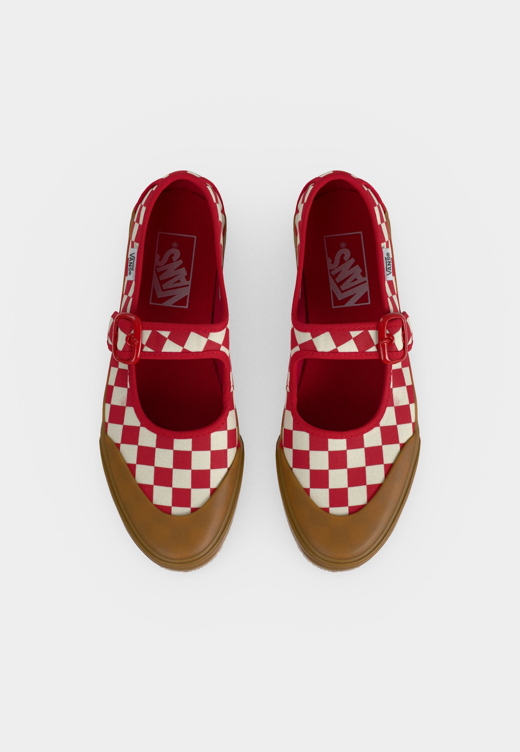MARY JANE - Ankle strap ballet pumps - red/white