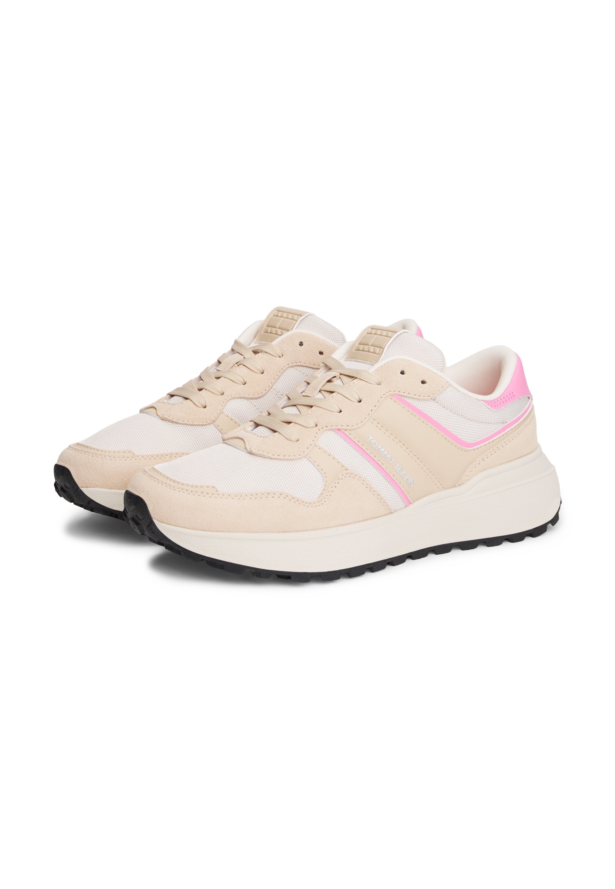 SUEDE CLEAT MIXED TEXTURE TRAINERS - Trainers - white clay/blush