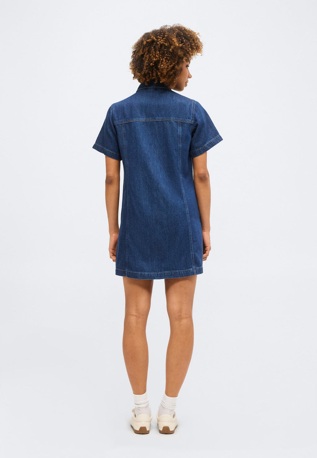 SHANK FRONT SHIRTDRESS - Denim dress - dark wash