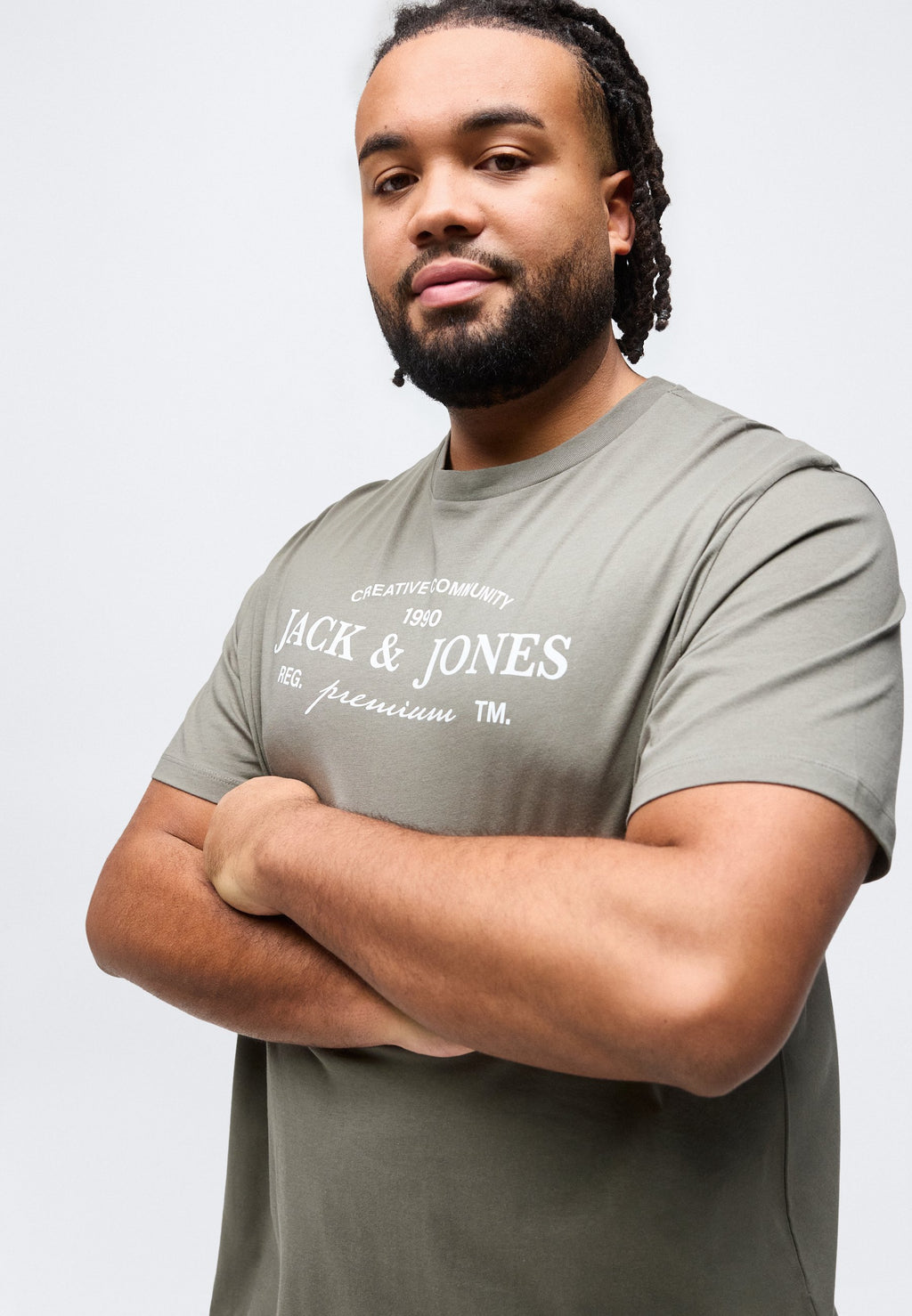 Plus Size - Print T-shirt - smokey olive