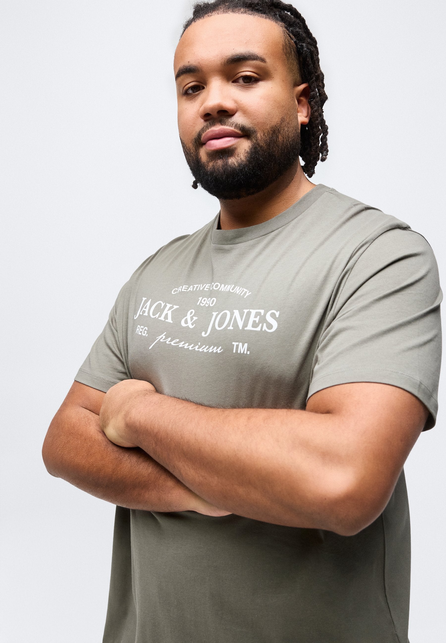 Plus Size - Print T-shirt - smokey olive