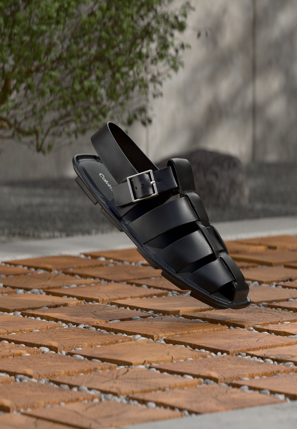 SQUARE FLAT FISHERMAN - Sandals - triple black
