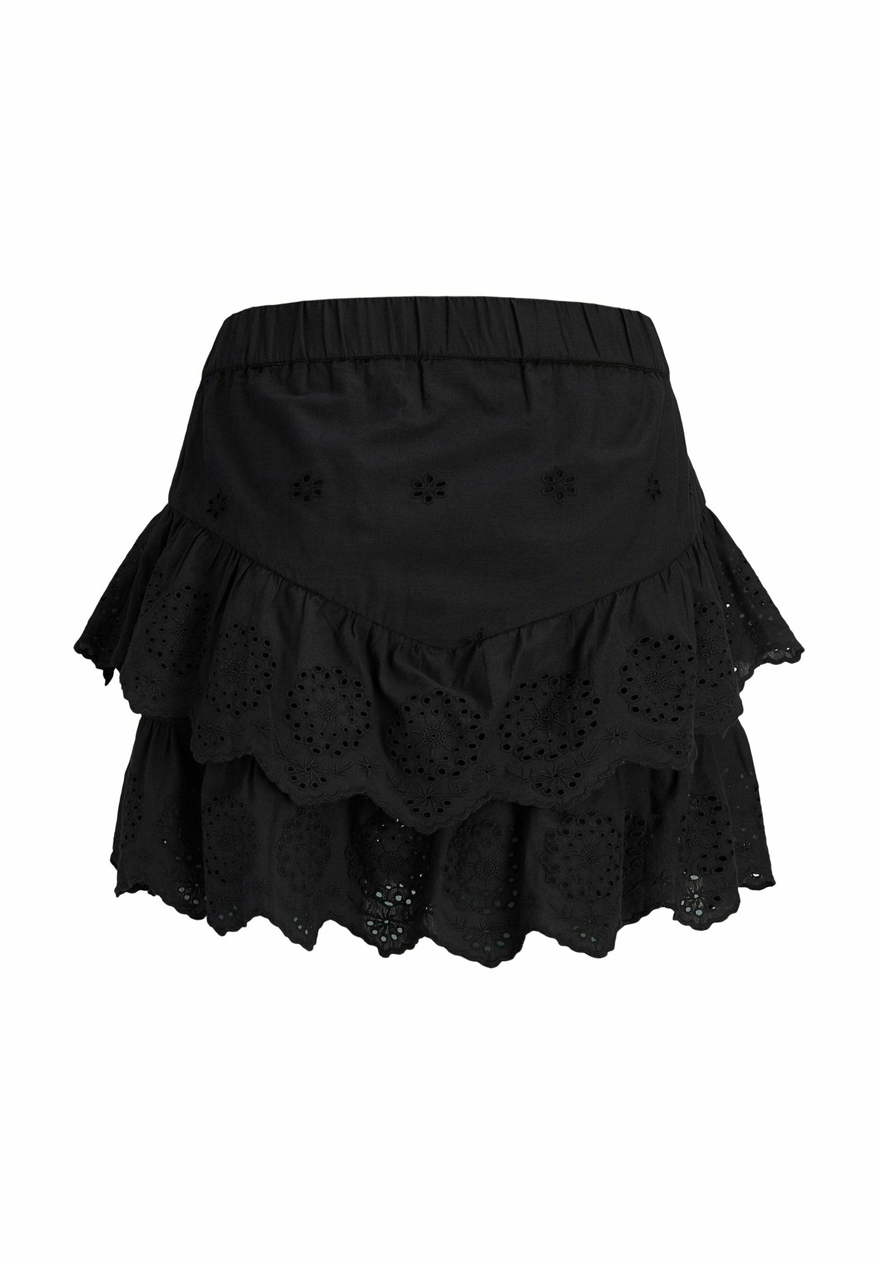 JXJADE LAYERED BRODERIE SKIRT - A-line skirt - black