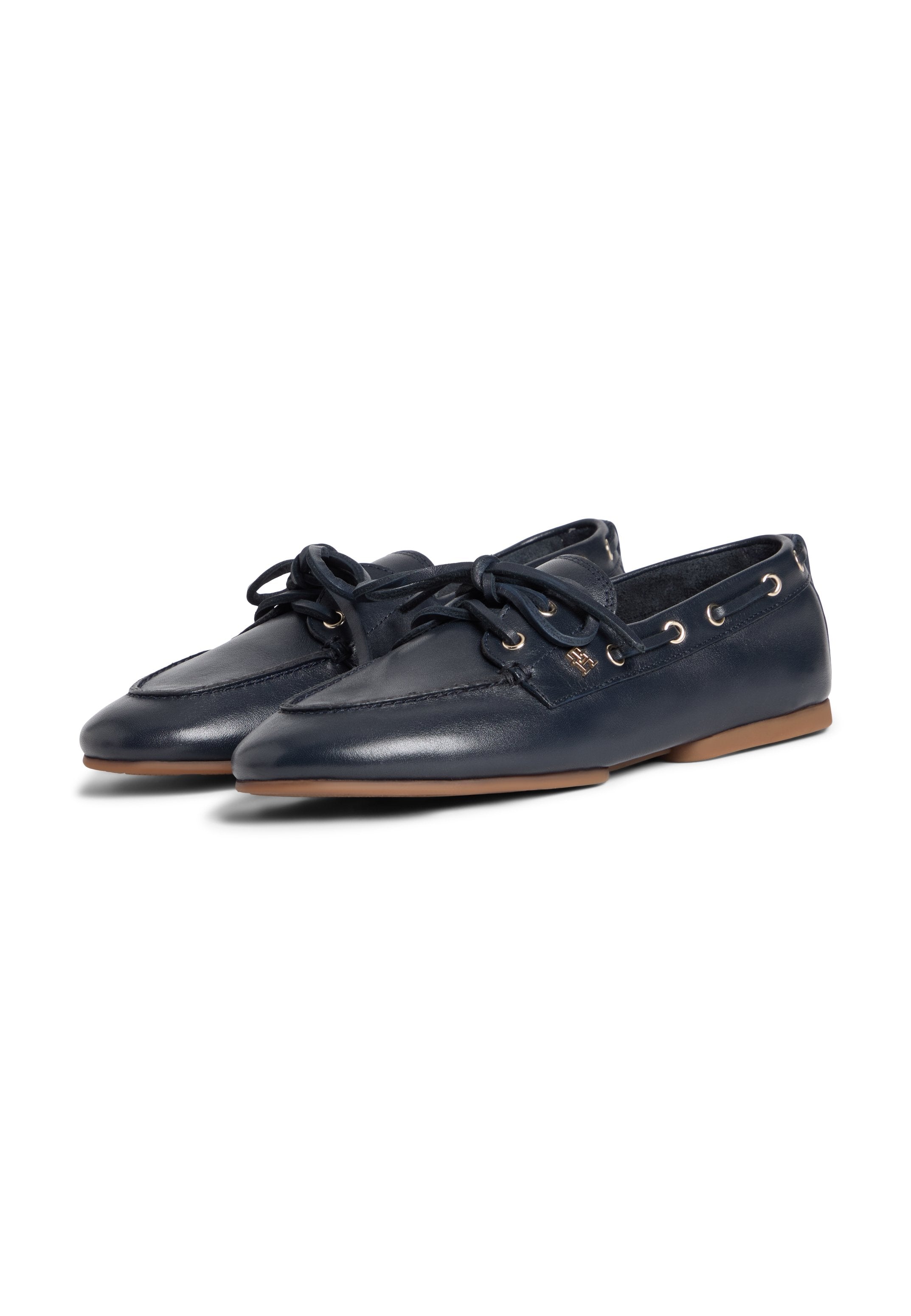 LEATHER TH MONOGRAM BOAT SHOES - Boat shoes - space blue