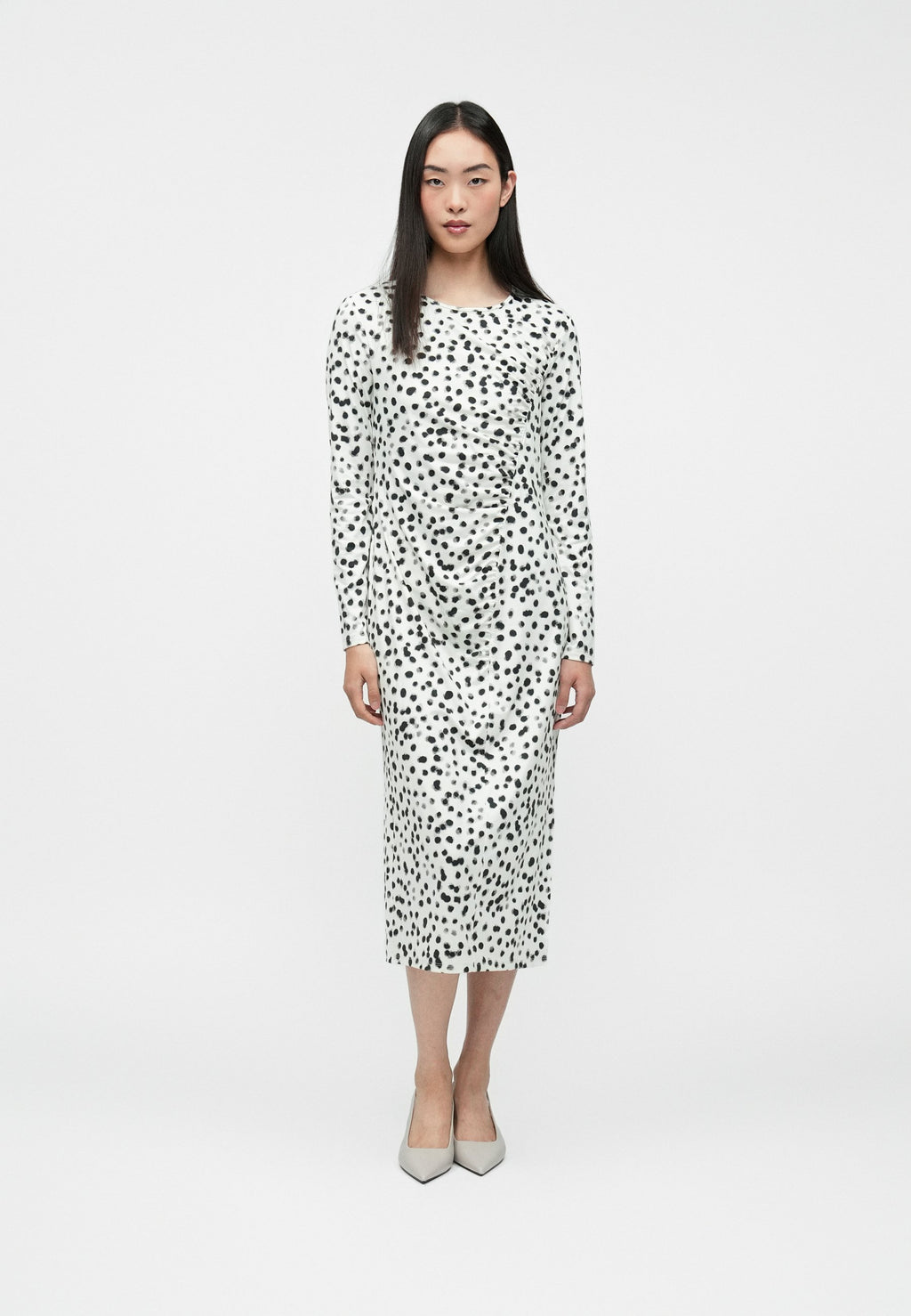 RUCHED PRINTED MIDI - Day dress - ivory