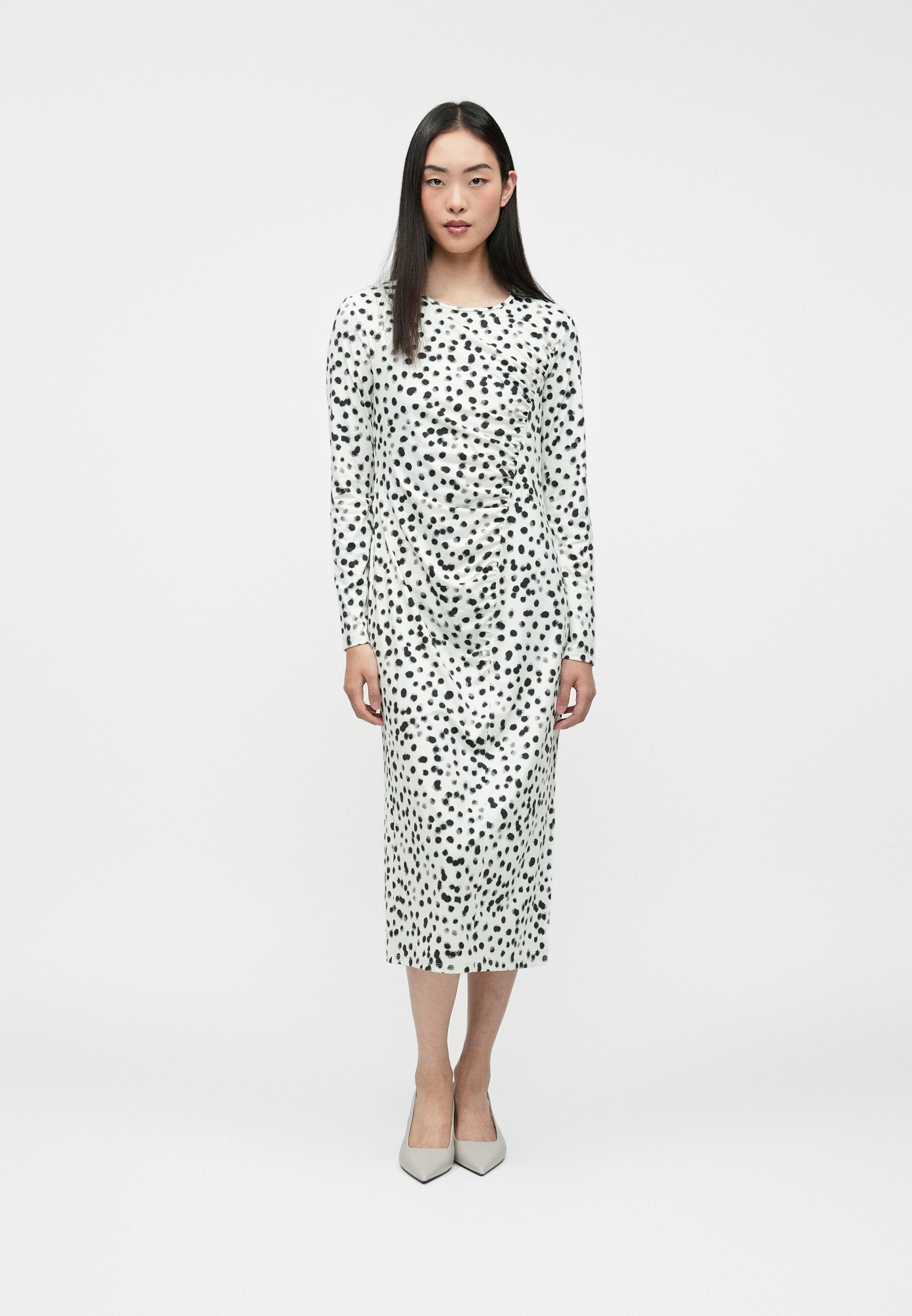 RUCHED PRINTED MIDI - Day dress - ivory