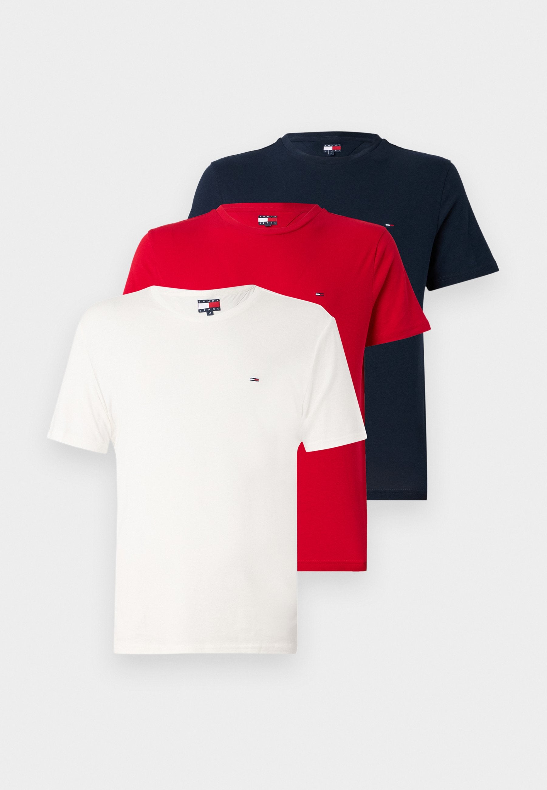 SLIM TEE  - Basic T-shirt - ecru/dark night navy/red