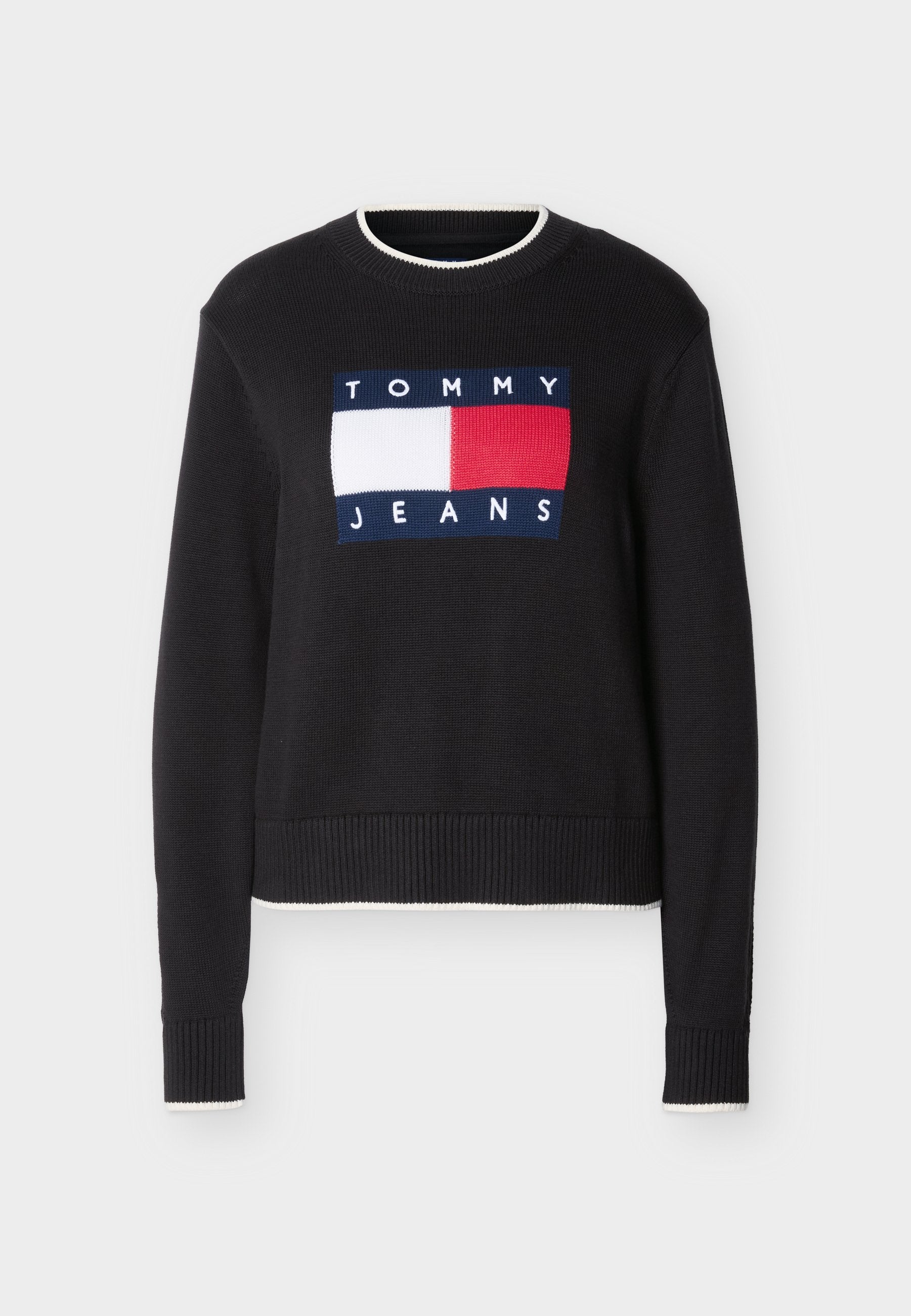 PULL DRAPEAU INTARSIA DÉTAILS CONTRATS COUPE DÉTENDUE - Pull - black