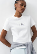 GRADIENT MONOLOGO SLIM TEE - Basic T-shirt - bright white