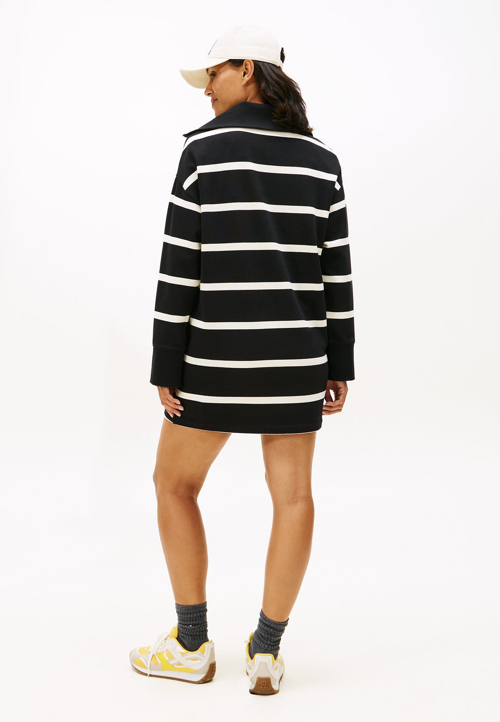 HALF-ZIP RELAXED MINI SWEATSHIRT DRESS - Day dress - black/calico stp
