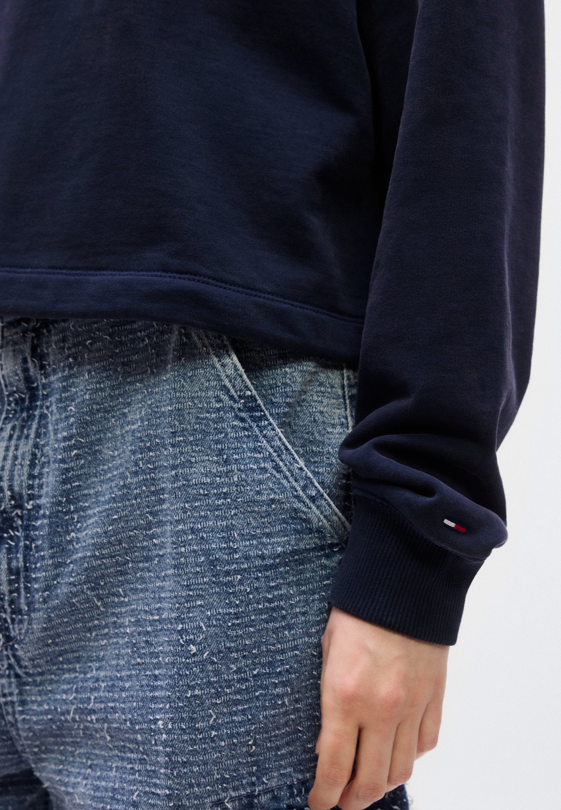 LOGO NAKIŞLI RAHAT YARIM FERMUARLI SWEATSHIRT - Sweatshirt - koyu lacivert
