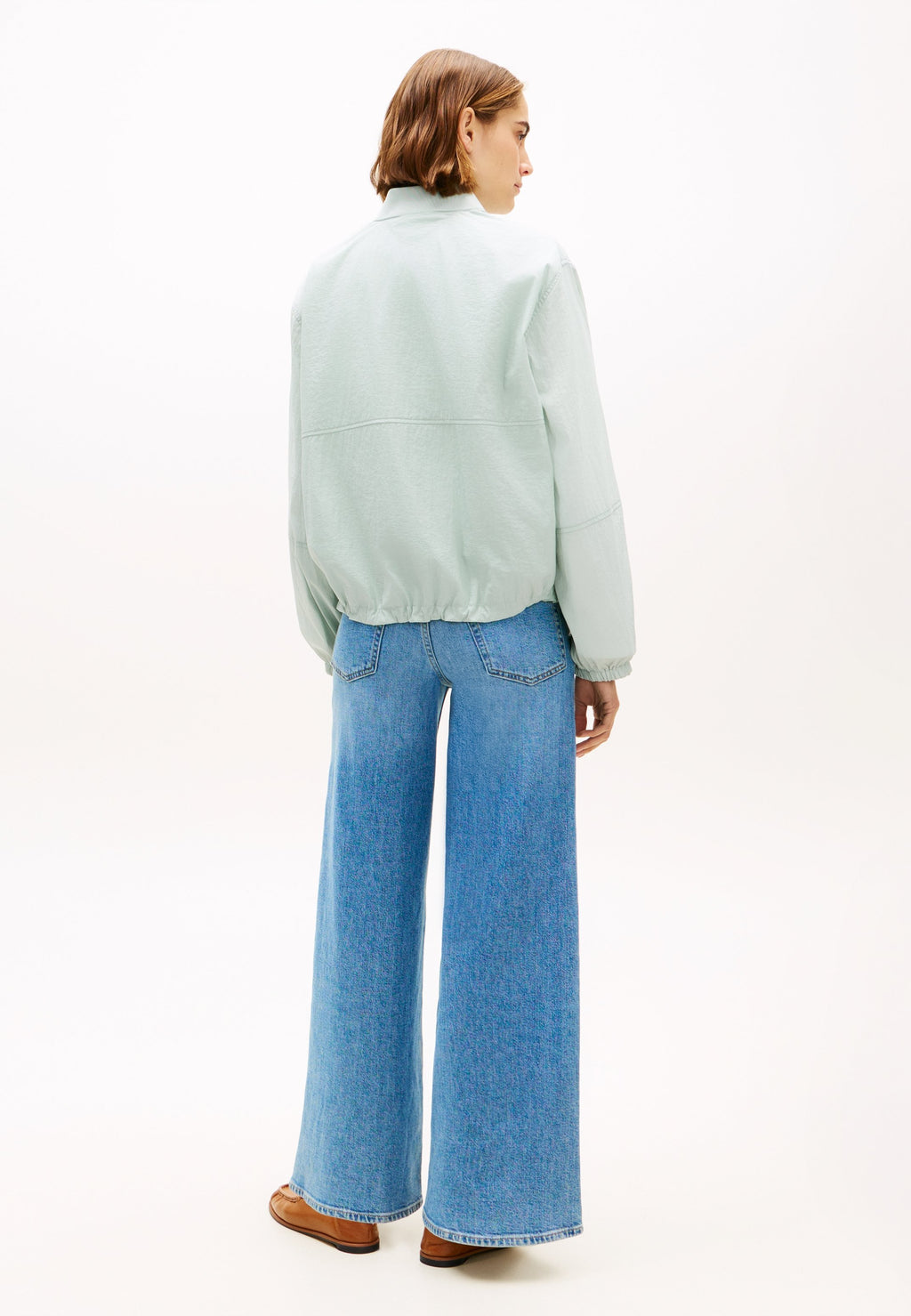 LOGO EMBROIDERY BALLOON SLEEVE BOMBER JACKET - Bomber Jacket - light blue