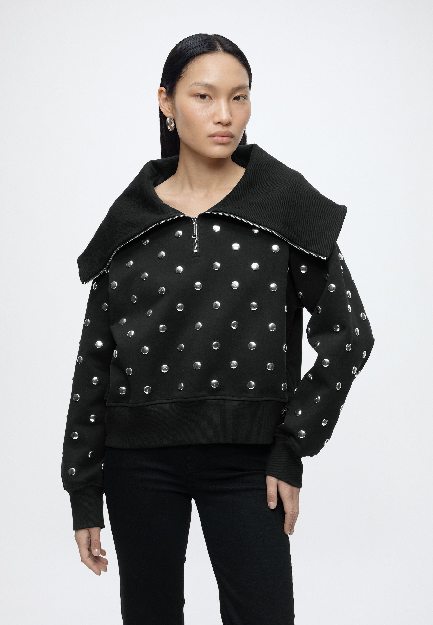HALF ZIP UP SWEATSHIRT - Sweatshirt - black