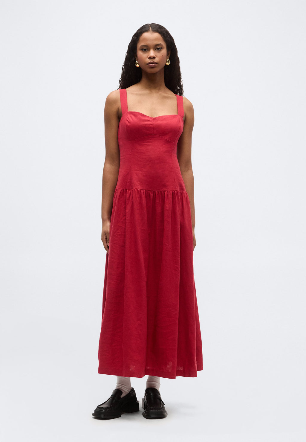 ROBE CORSAGE TAILLE BASSE - Robe longue - rouge chakra