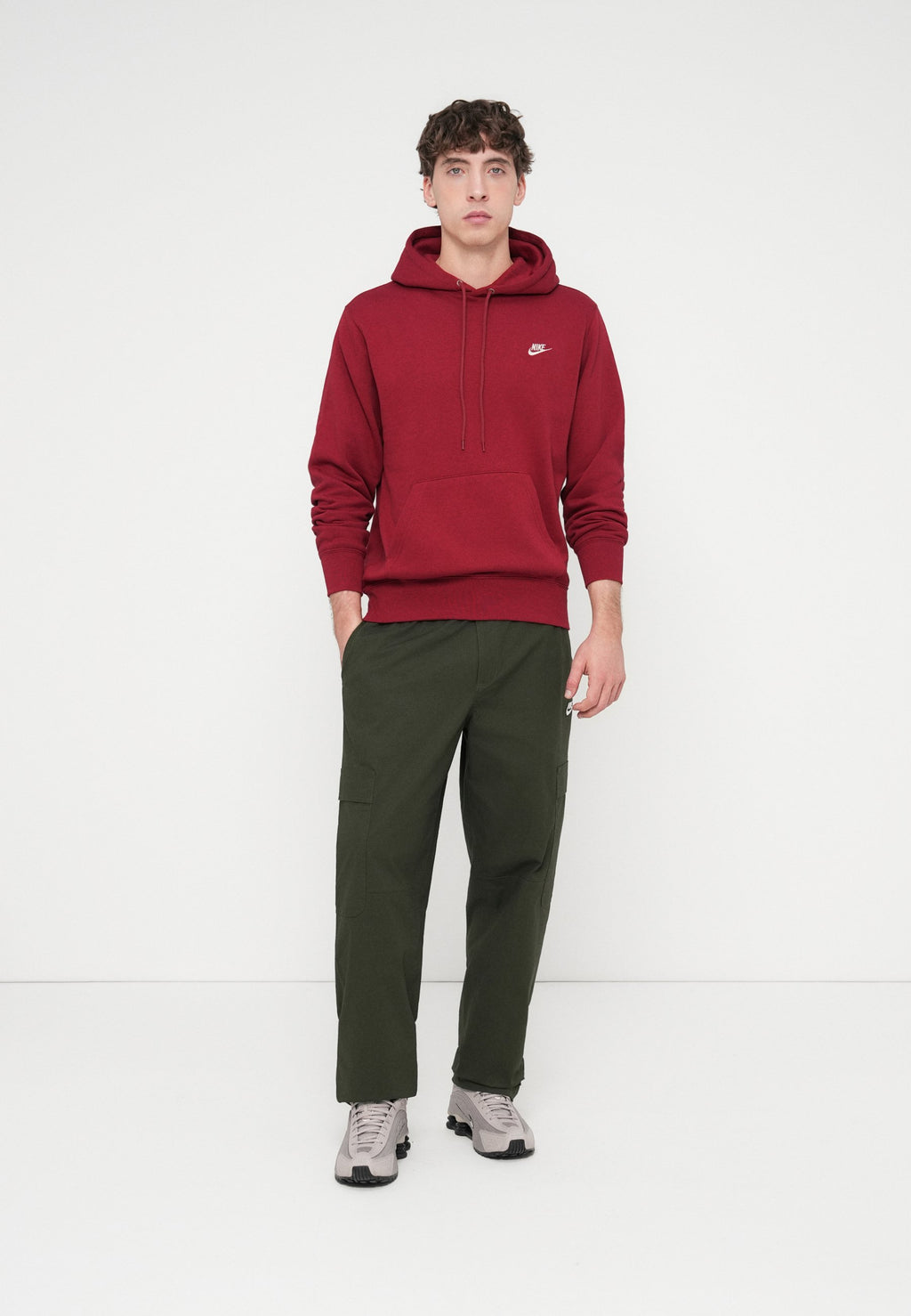 CLUB HOODIE - Sweat à capuche - cramoisi/blanc équipe