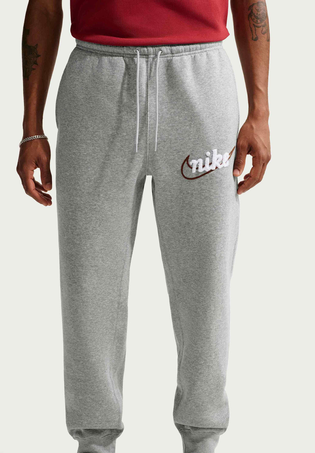 CLUB - Tracksuit bottoms - dk grey heather/lt smoke grey/white