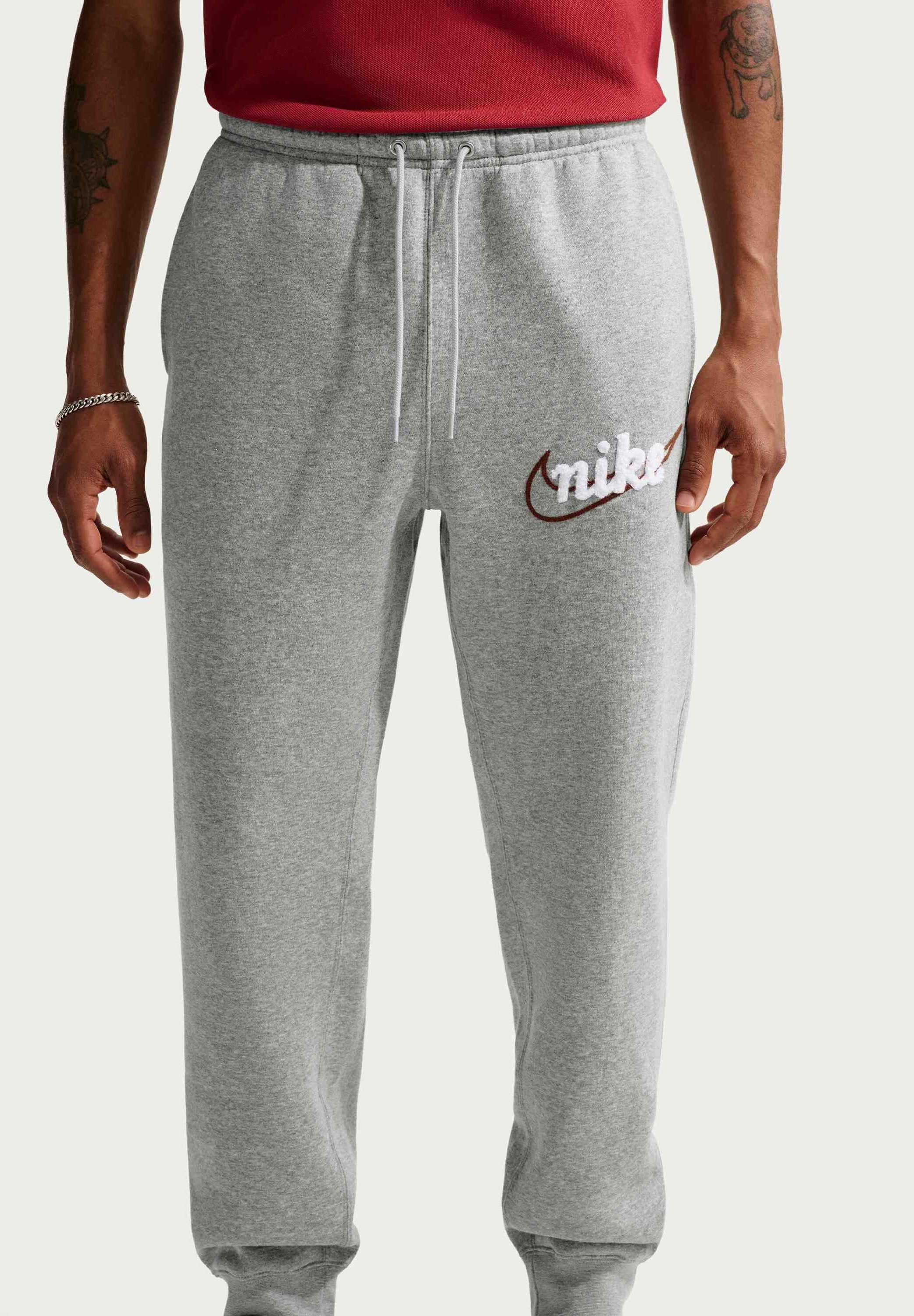 CLUB - Tracksuit bottoms - dk grey heather/lt smoke grey/white