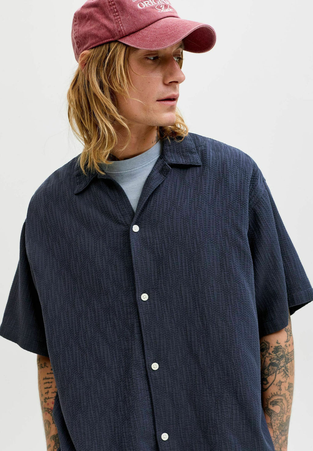 JORMONTAUK WAVY TEXTURE SHIRT SS SN - Shirt - sky captain