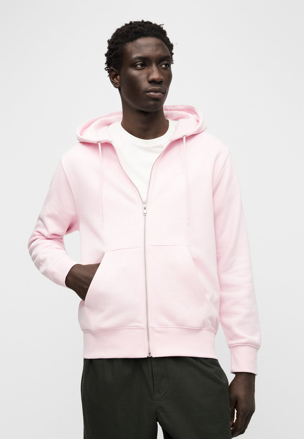KAPÜŞONLU - Tam fermuarlı sweatshirt - pembe köpük/beyaz