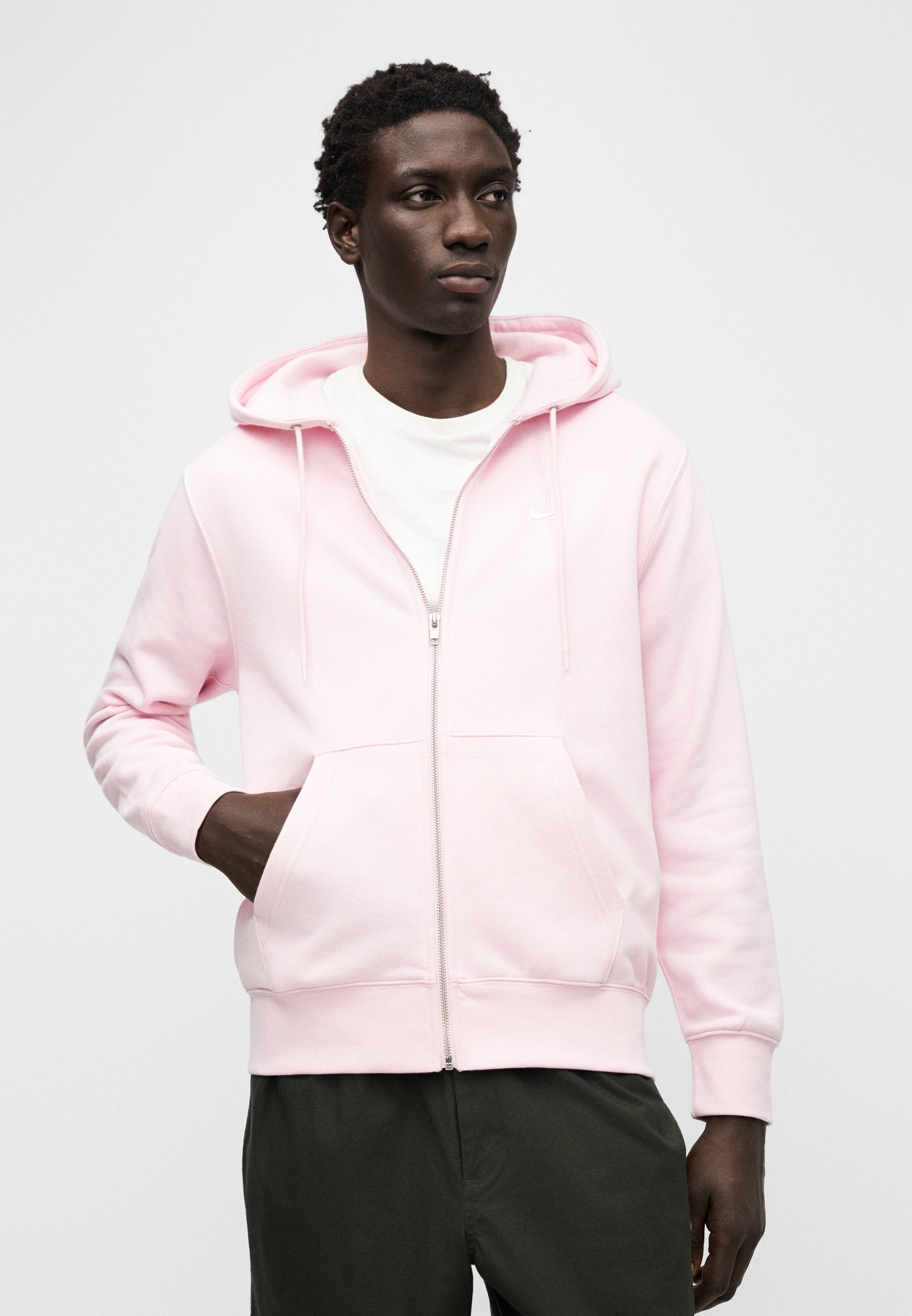KAPÜŞONLU - Tam fermuarlı sweatshirt - pembe köpük/beyaz