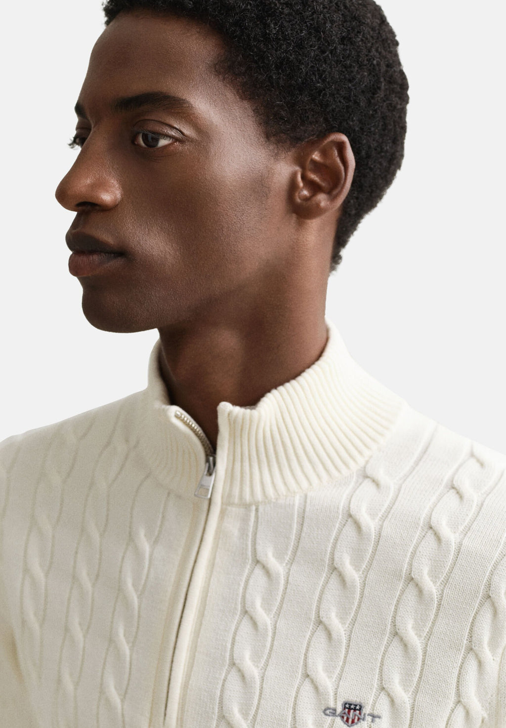 COTTON CABLE HALF ZIP - Jumper - cream