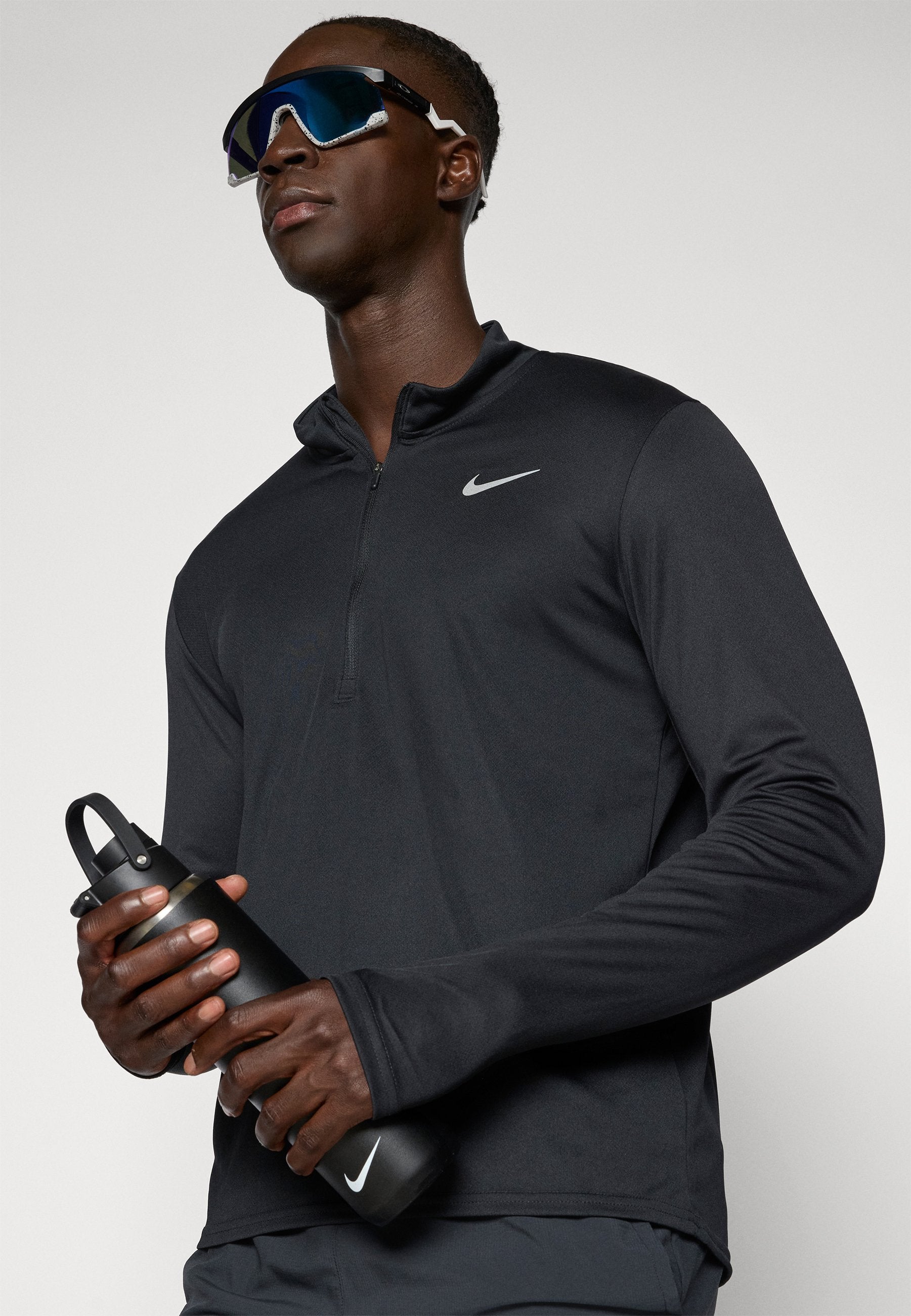 PACER TOP - Long sleeved top - black/reflective silver-coloured