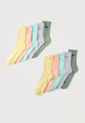 UNISEXE LOT DE 10 - Chaussettes - argent vert/rose fluo/aqua semi flash
