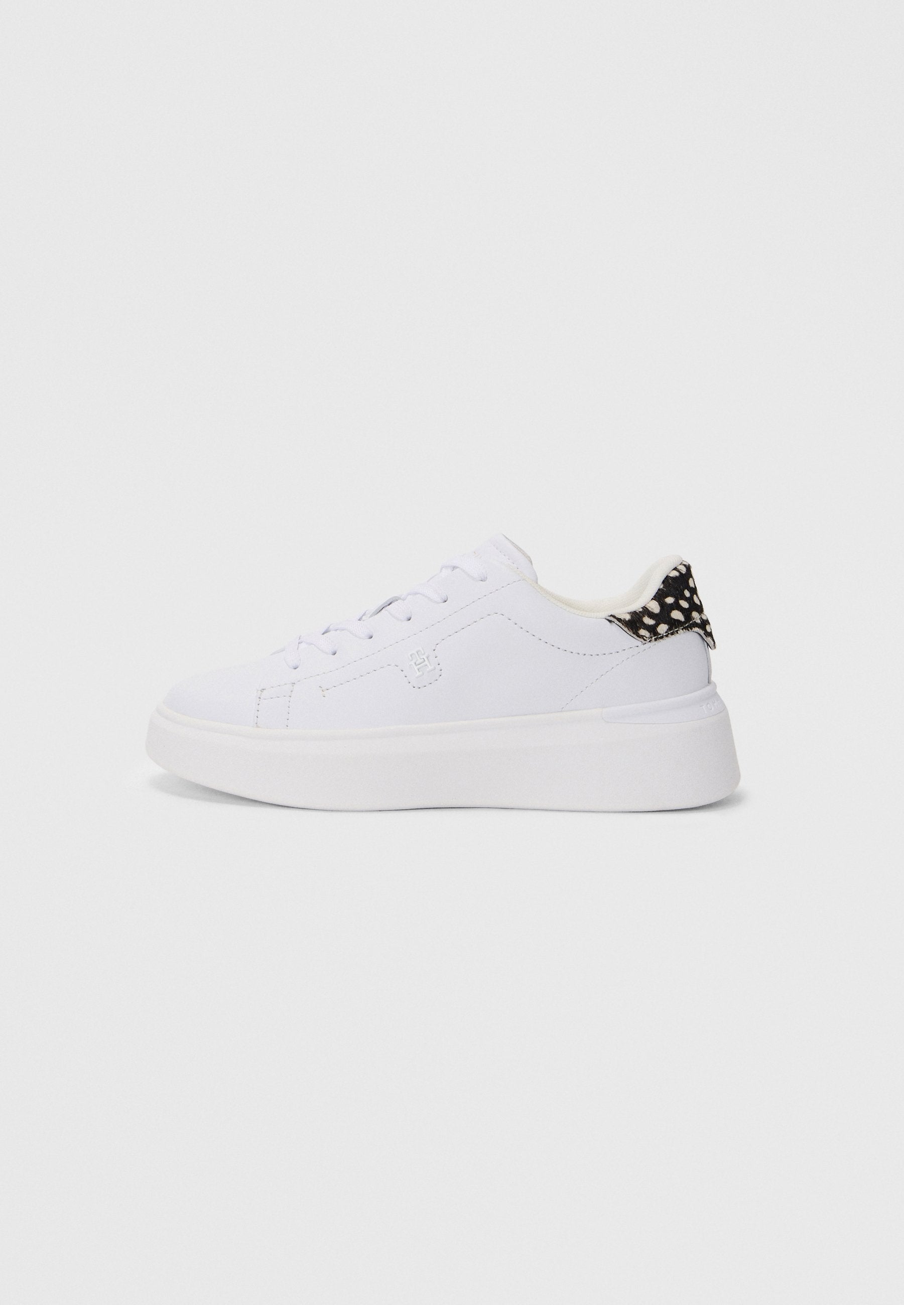 SNOW LEOPARD HEEL LEATHER PLATFORM TRAINERS - Trainers - white