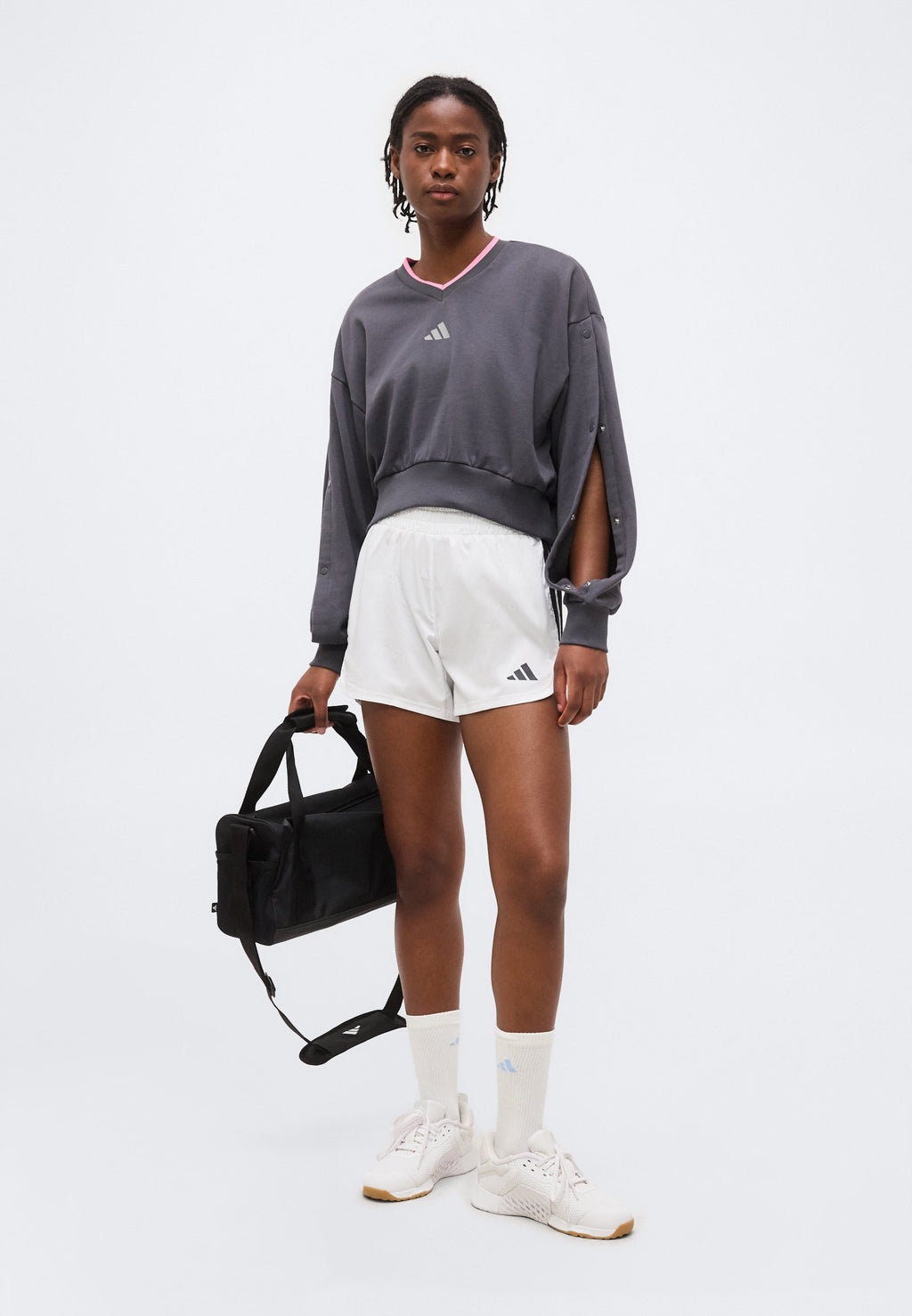 STADIUM CREW - Sweat-shirt - gris six/fleur tropicale/gris chiné
