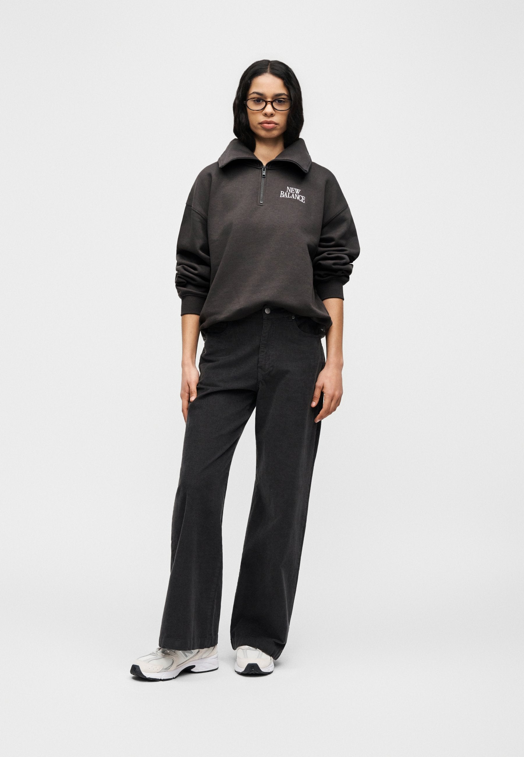 PULL MI-ZIPPÉ LINEAR HERITAGE - Sweat-shirt - noir délavé