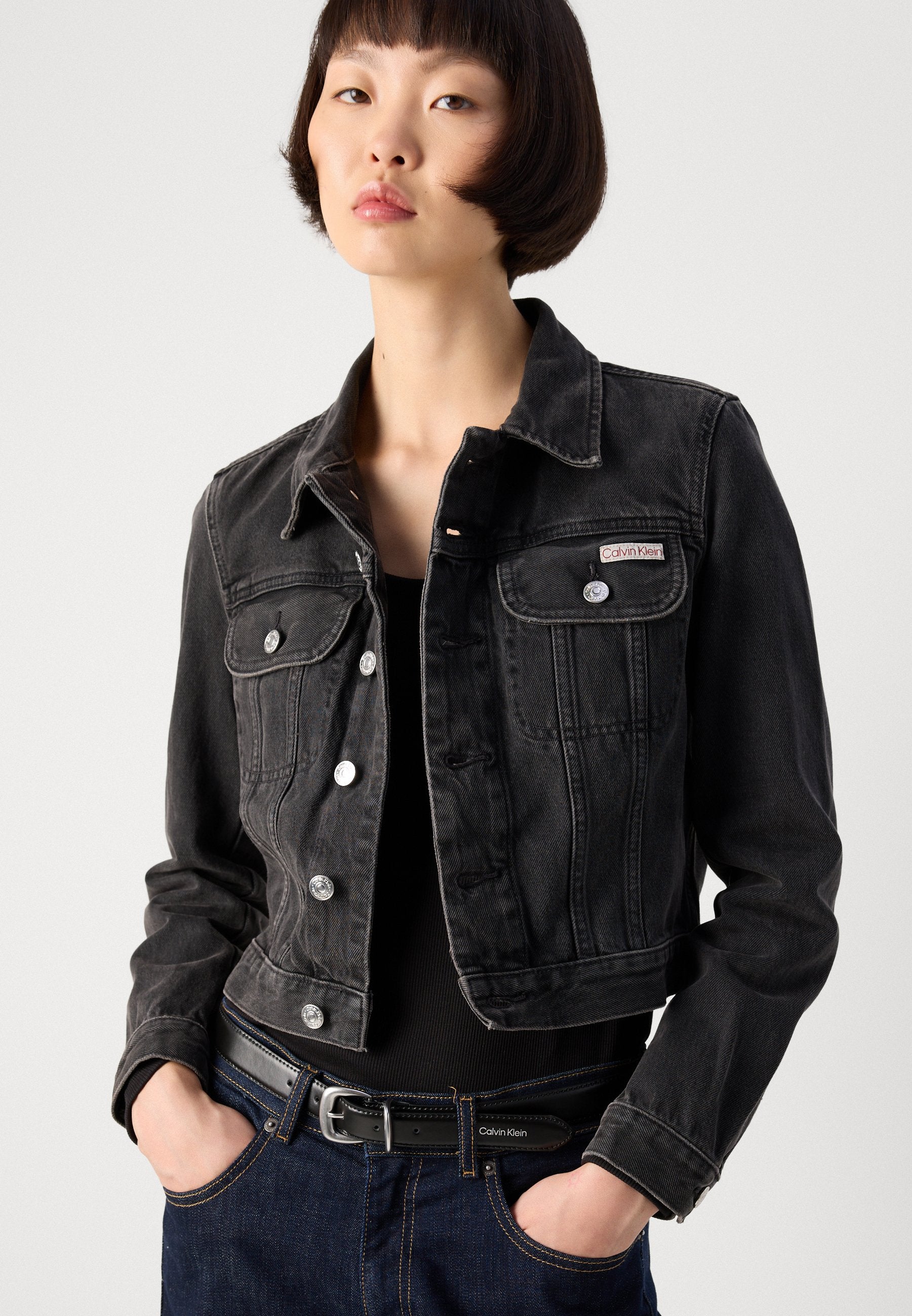 CROPPED 90S JACKET - Denim jacket - essential black